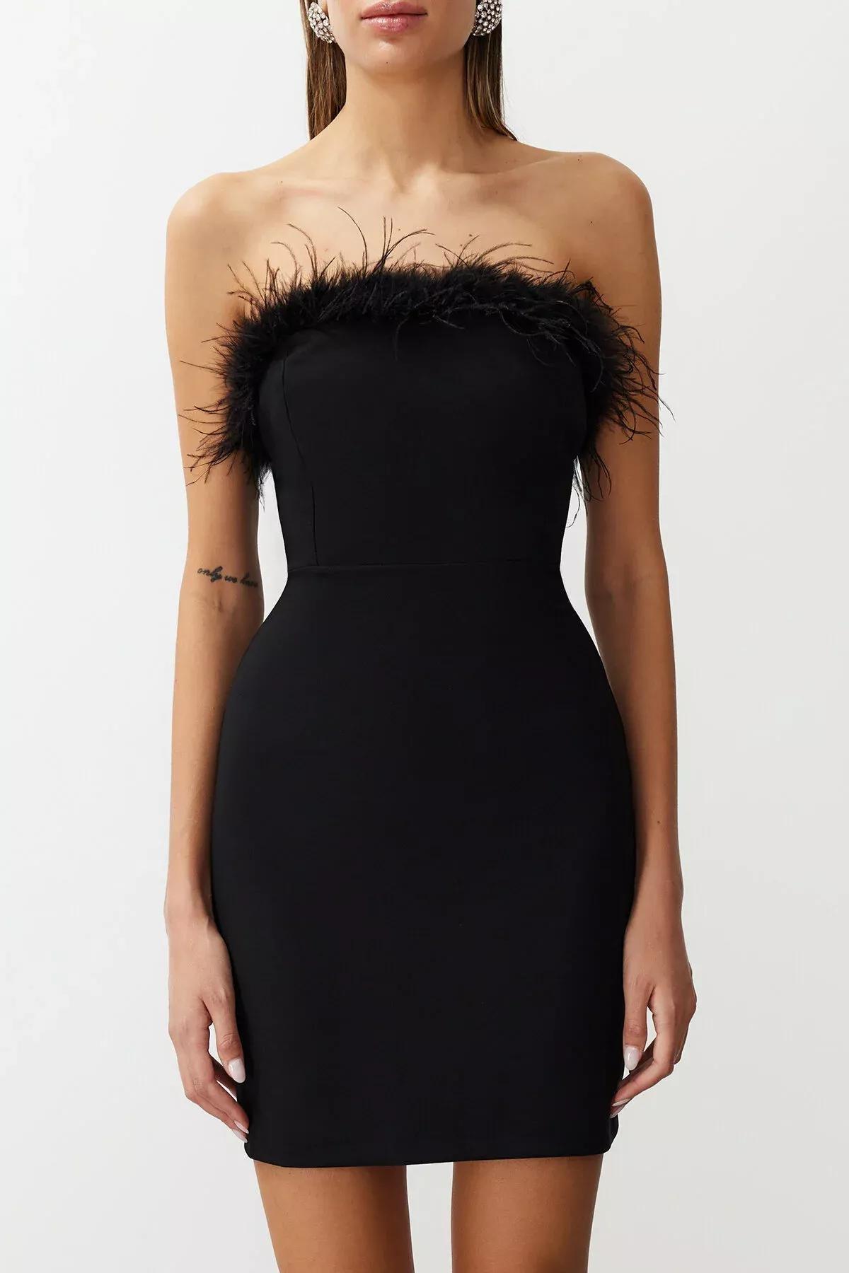 Black Lined Woven Occasionwear Dress, , large image number 3