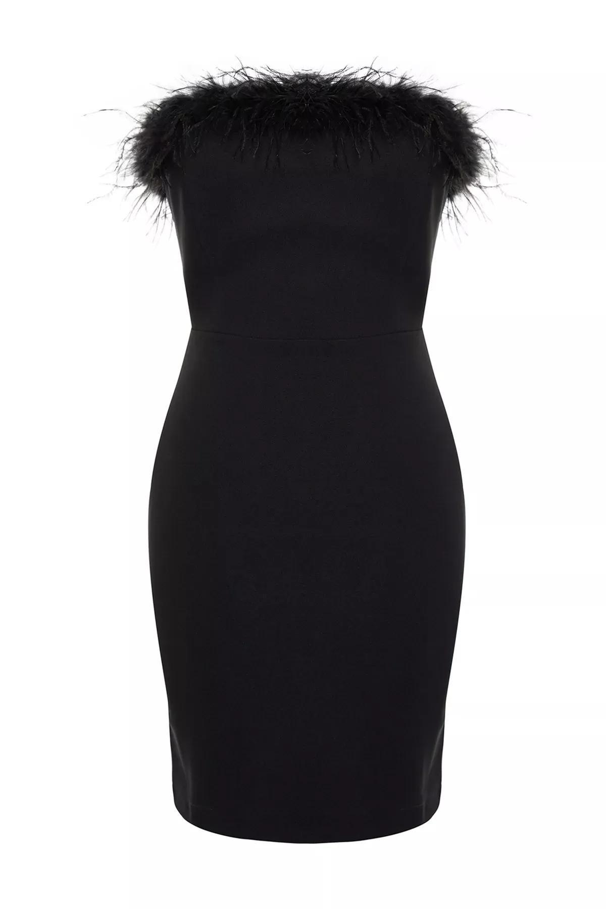 Black Lined Woven Occasionwear Dress, , large image number 5