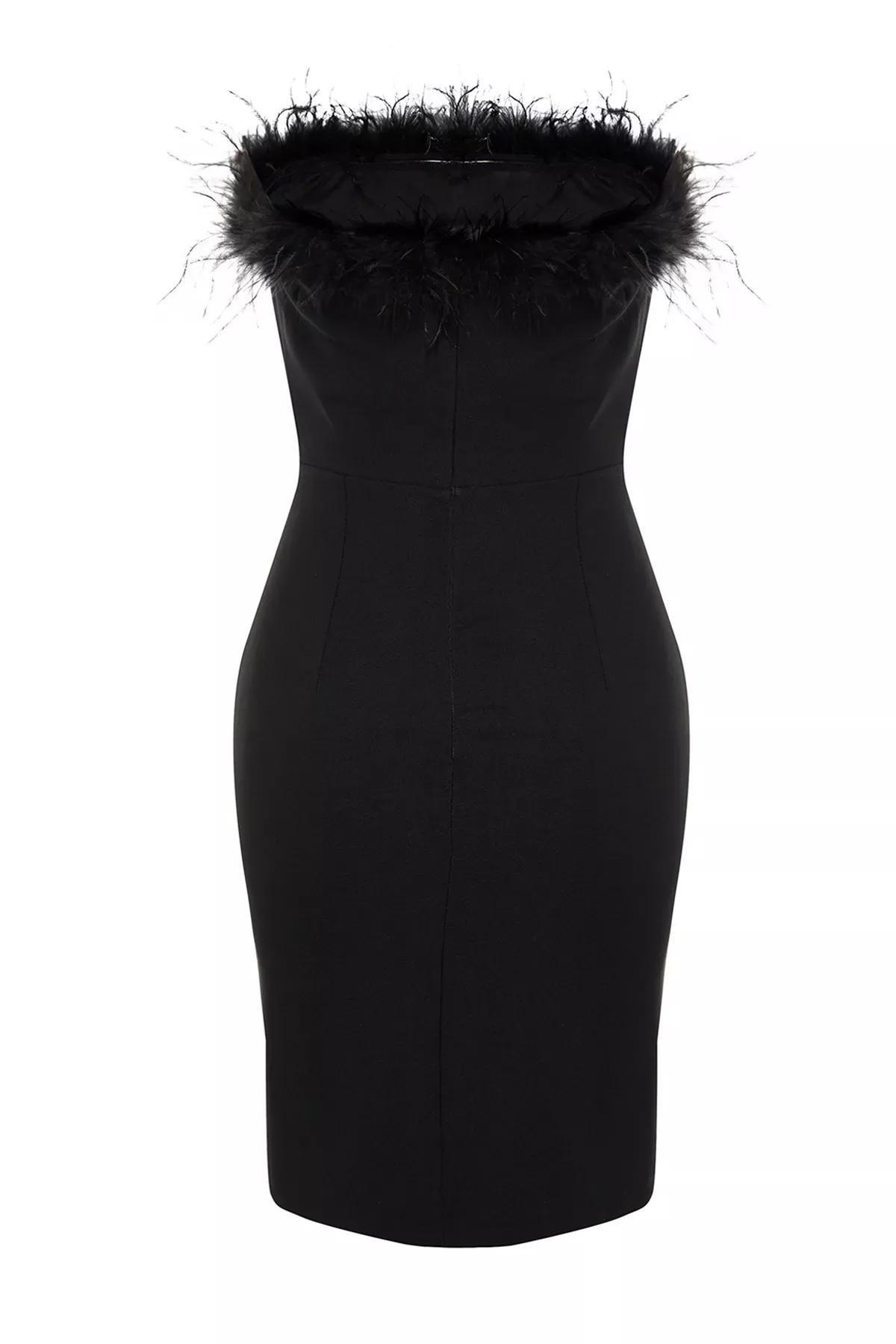 Black Lined Woven Occasionwear Dress, , large image number 6