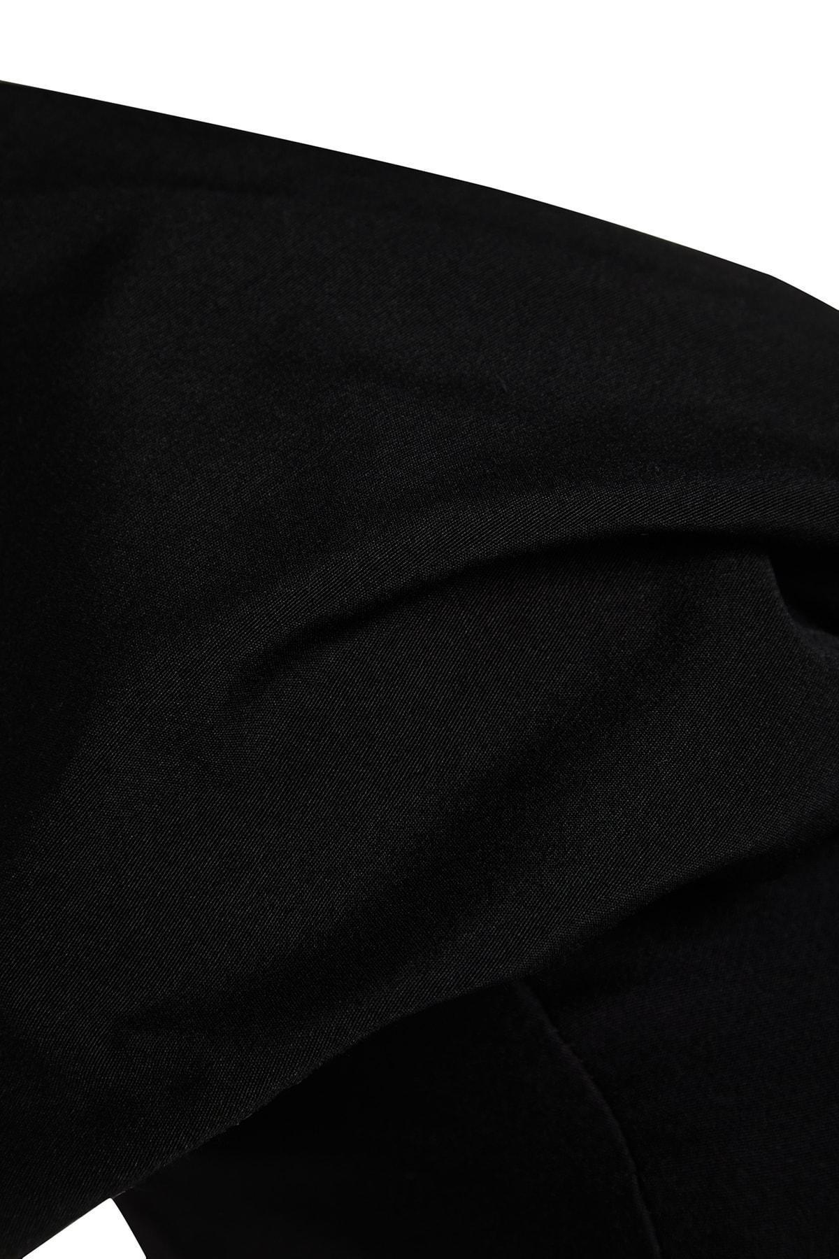 Black Fitted Carmen Collar Crop Top, , large image number 6
