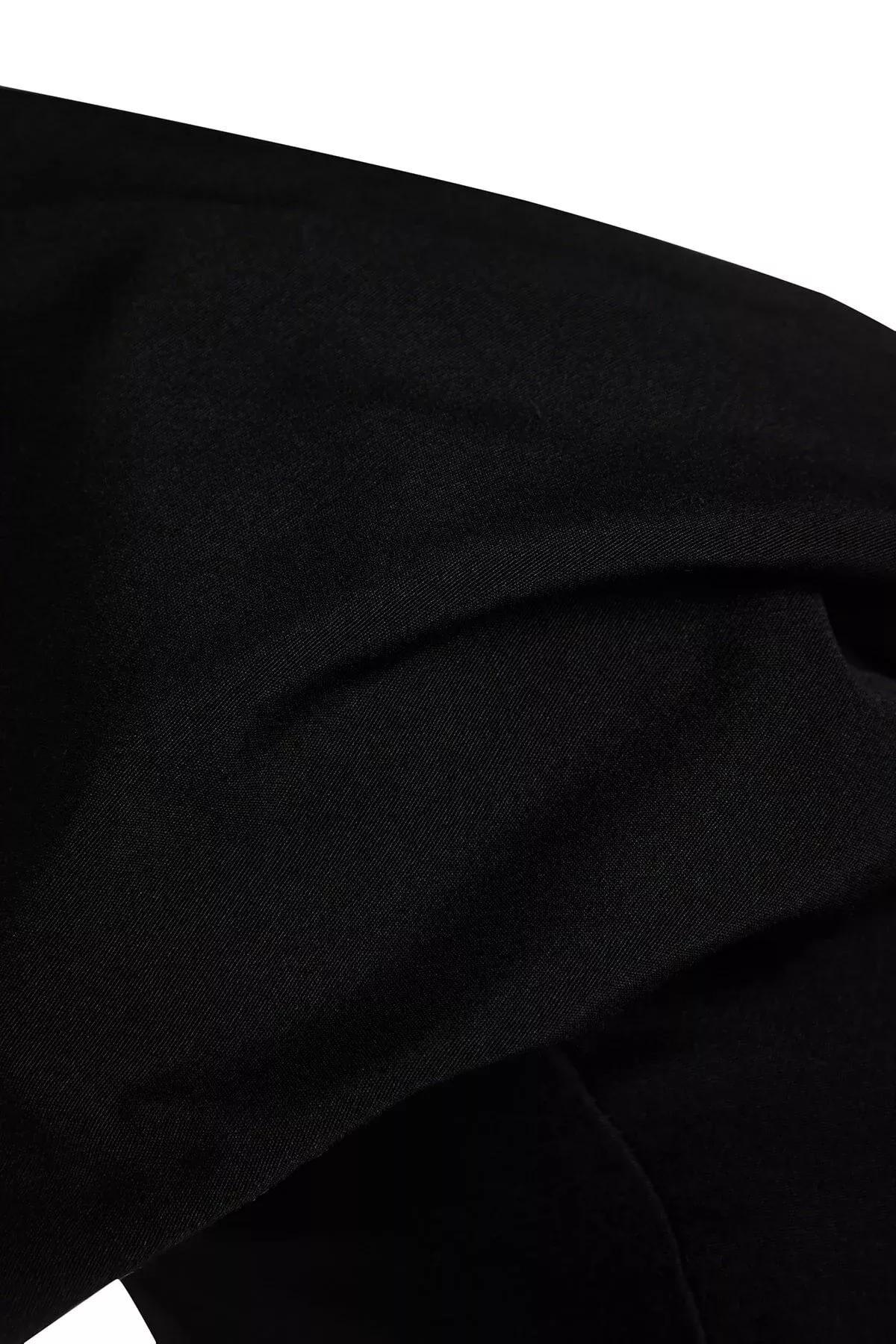 Black Fitted Carmen Collar Crop Top, Black, large image number 6