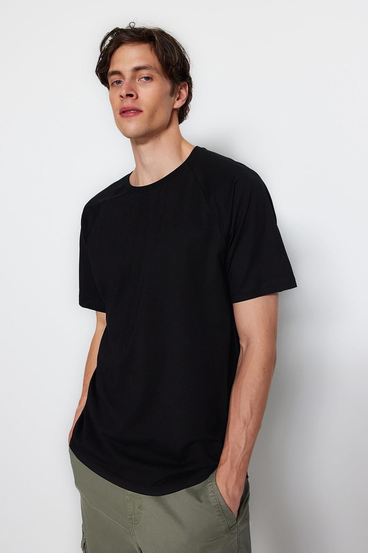 Black Crew Neck Relaxed T-Shirt, , large image number 0