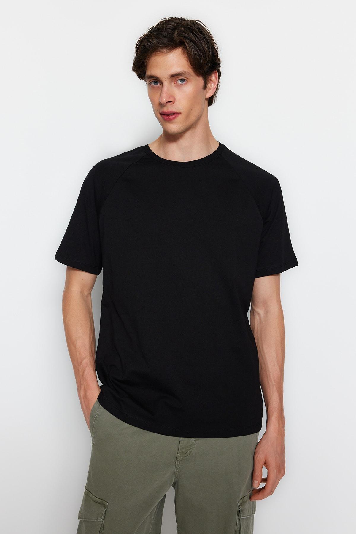 Black Crew Neck Relaxed T-Shirt, , large image number 2