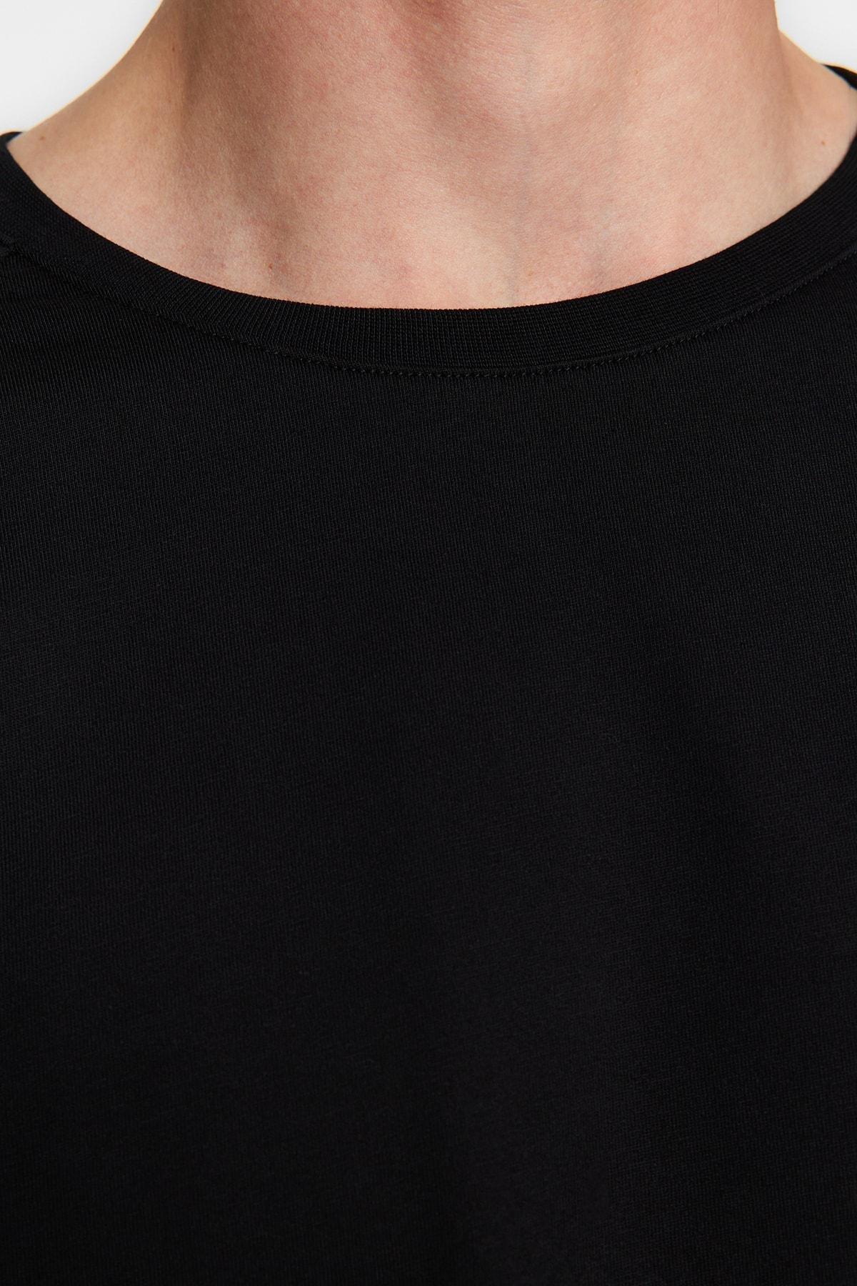 Black Crew Neck Relaxed T-Shirt, , large image number 3