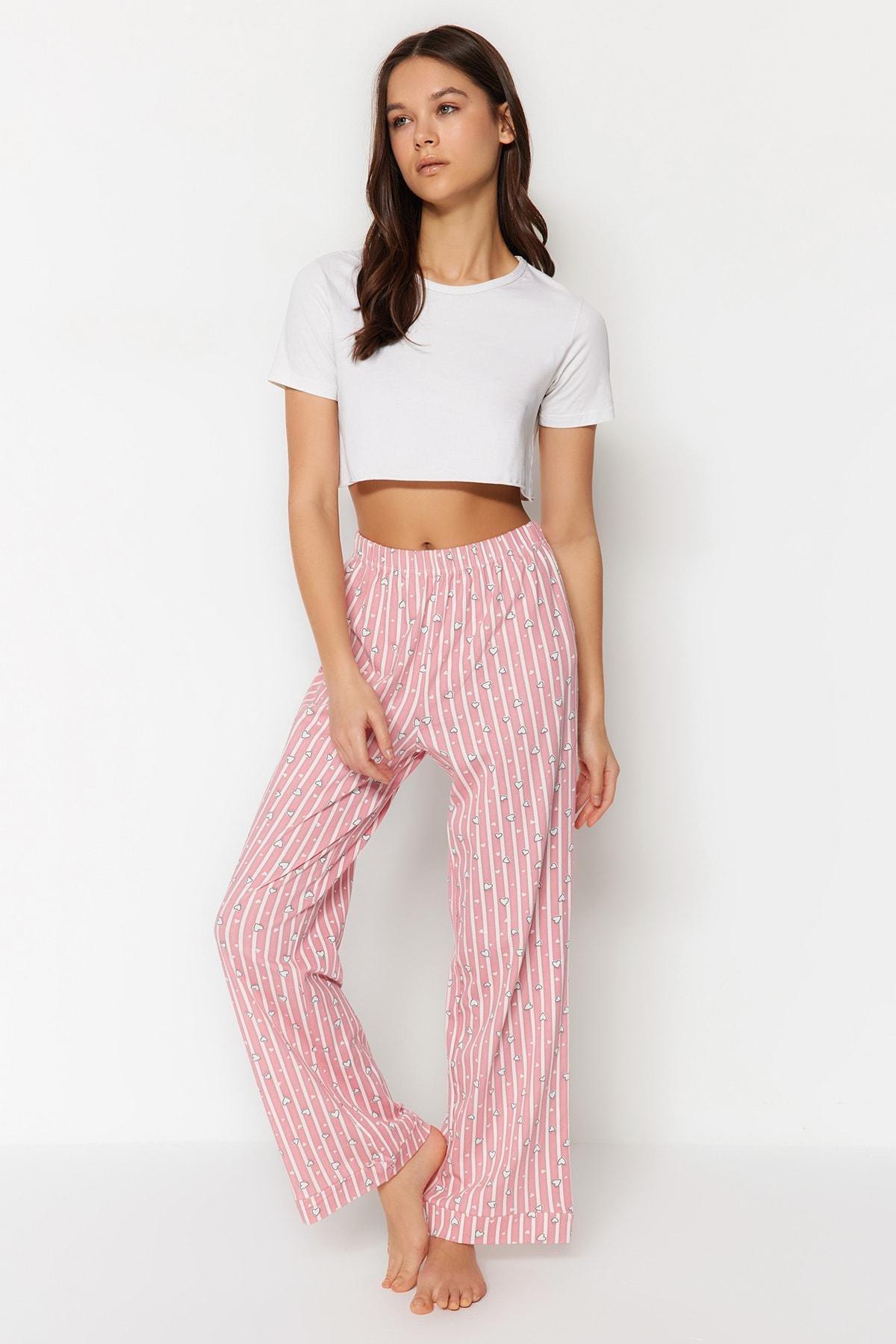 Pink Straight Pajama Bottoms, , large image number 0
