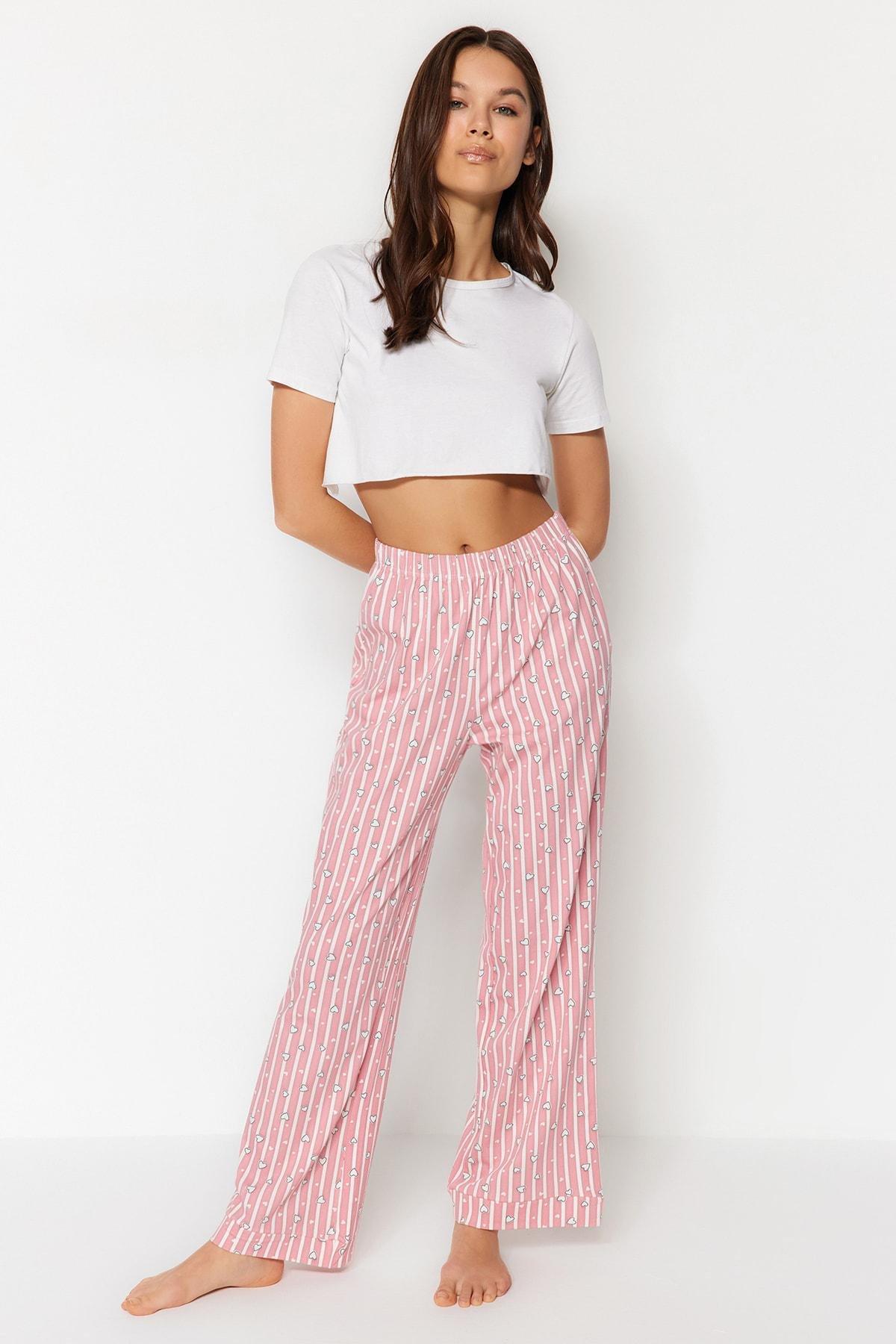 Pink Straight Pajama Bottoms, , large image number 1