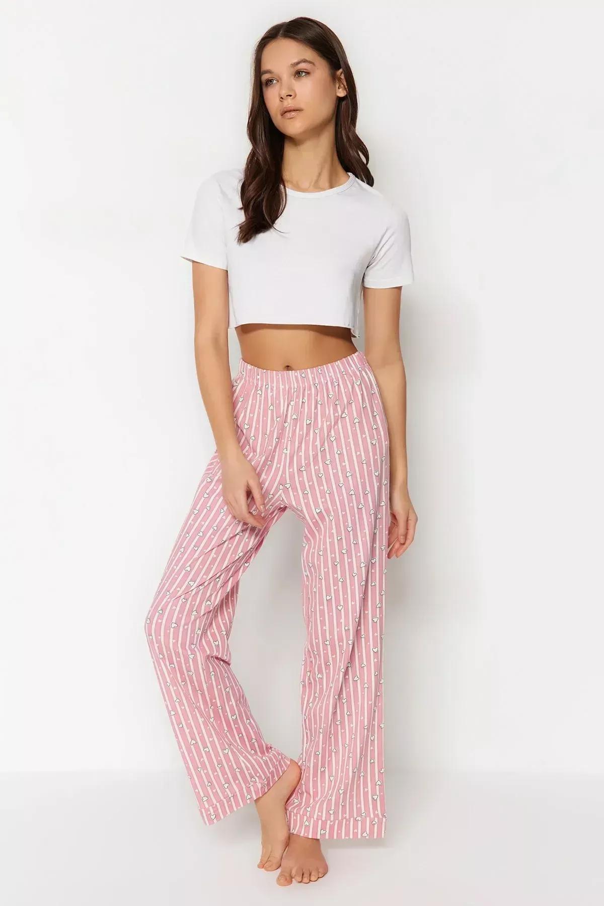 بنطال بيجاما بقصة مستقيمة، وردي, Pink, large image number 1