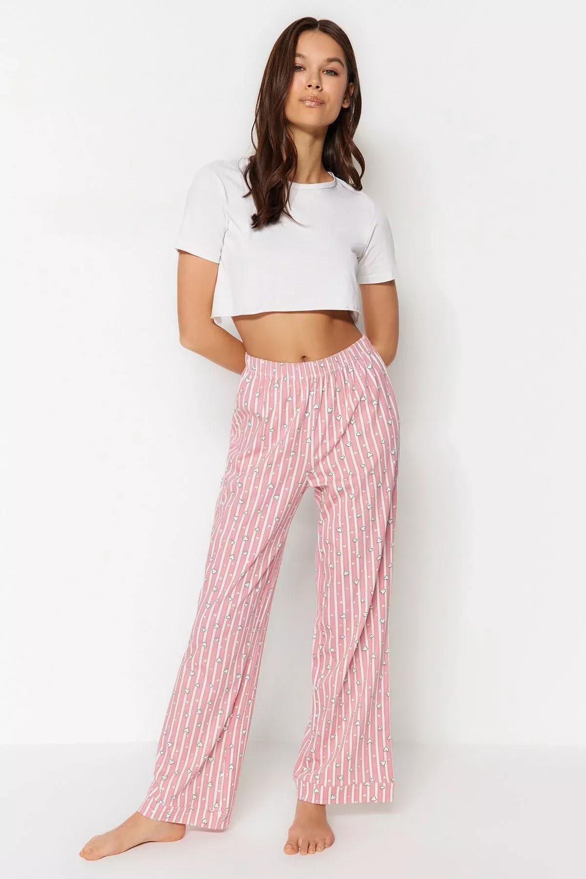 بنطال بيجاما بقصة مستقيمة، وردي, Pink, large image number 2