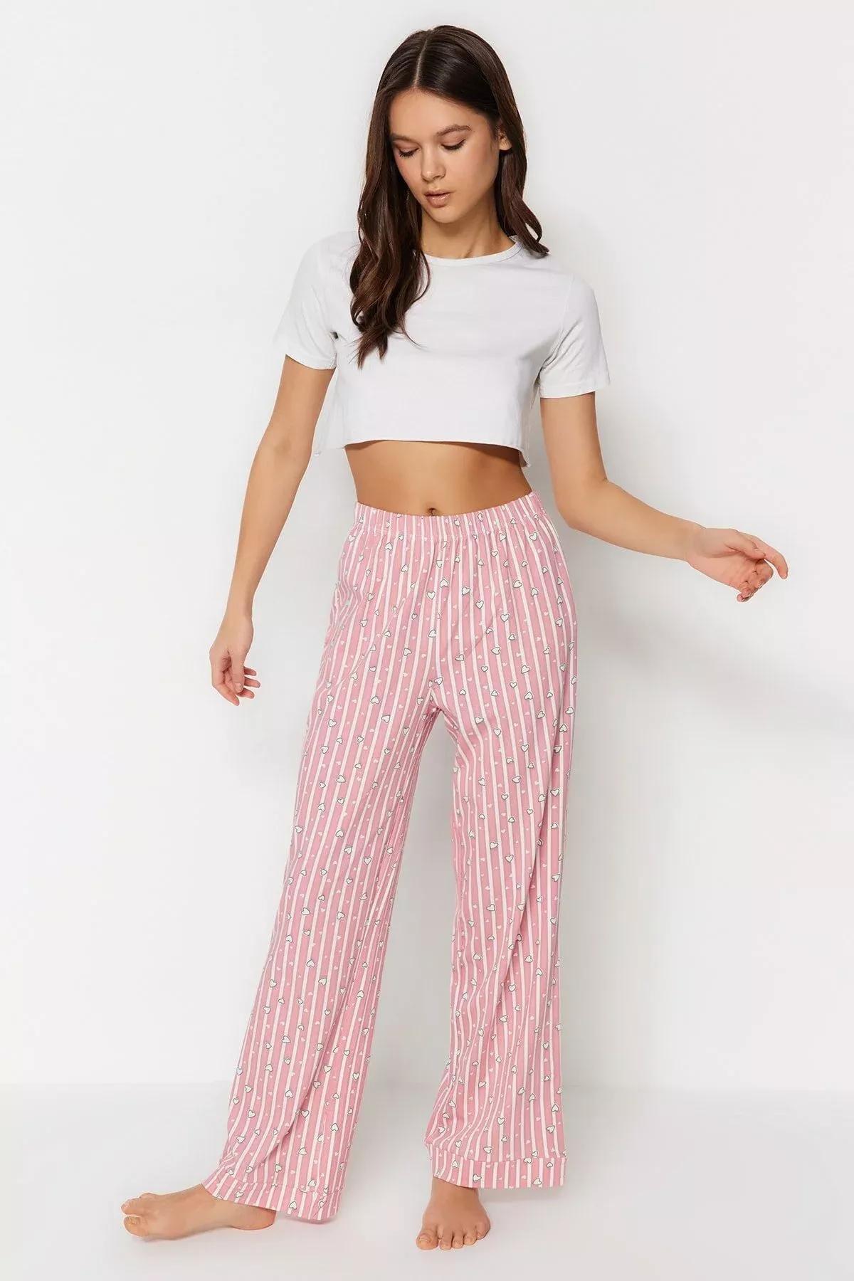 بنطال بيجاما بقصة مستقيمة، وردي, Pink, large image number 3