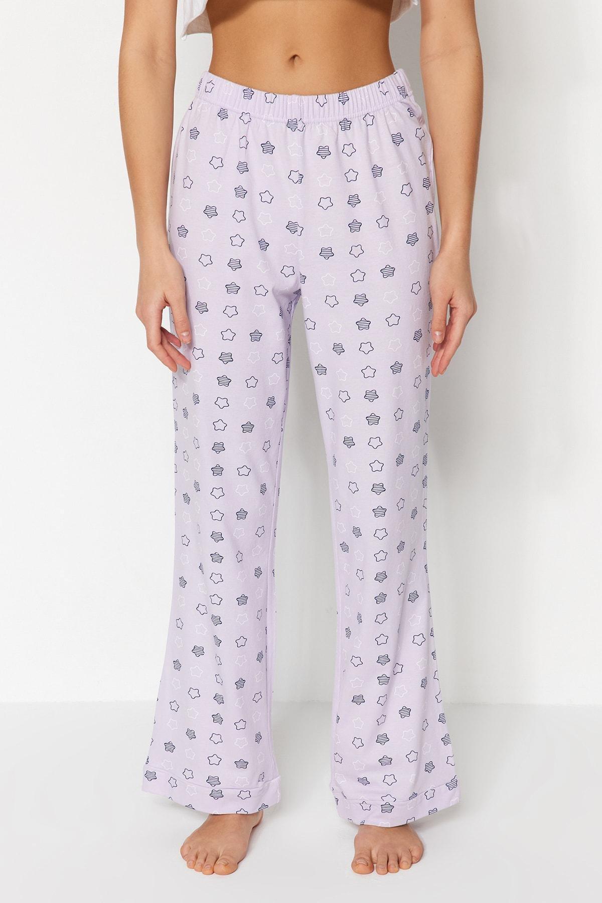 Purple Straight Pajama Bottoms, , large image number 3