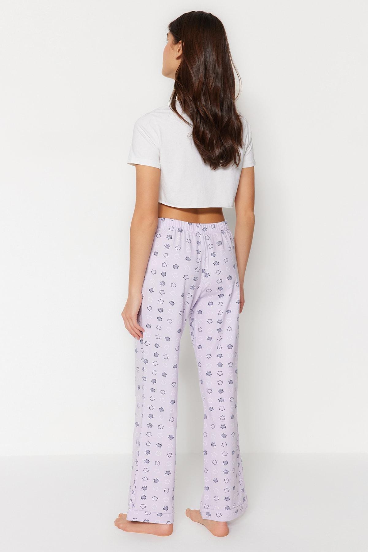 Purple Straight Pajama Bottoms, , large image number 4