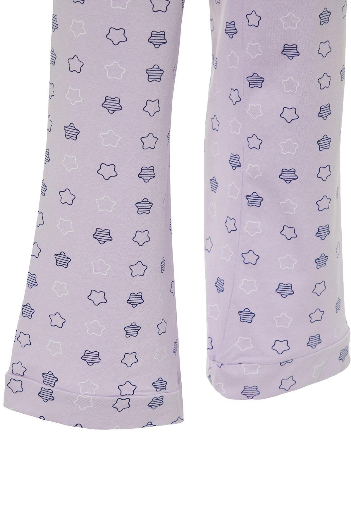 Purple Straight Pajama Bottoms, , large image number 5