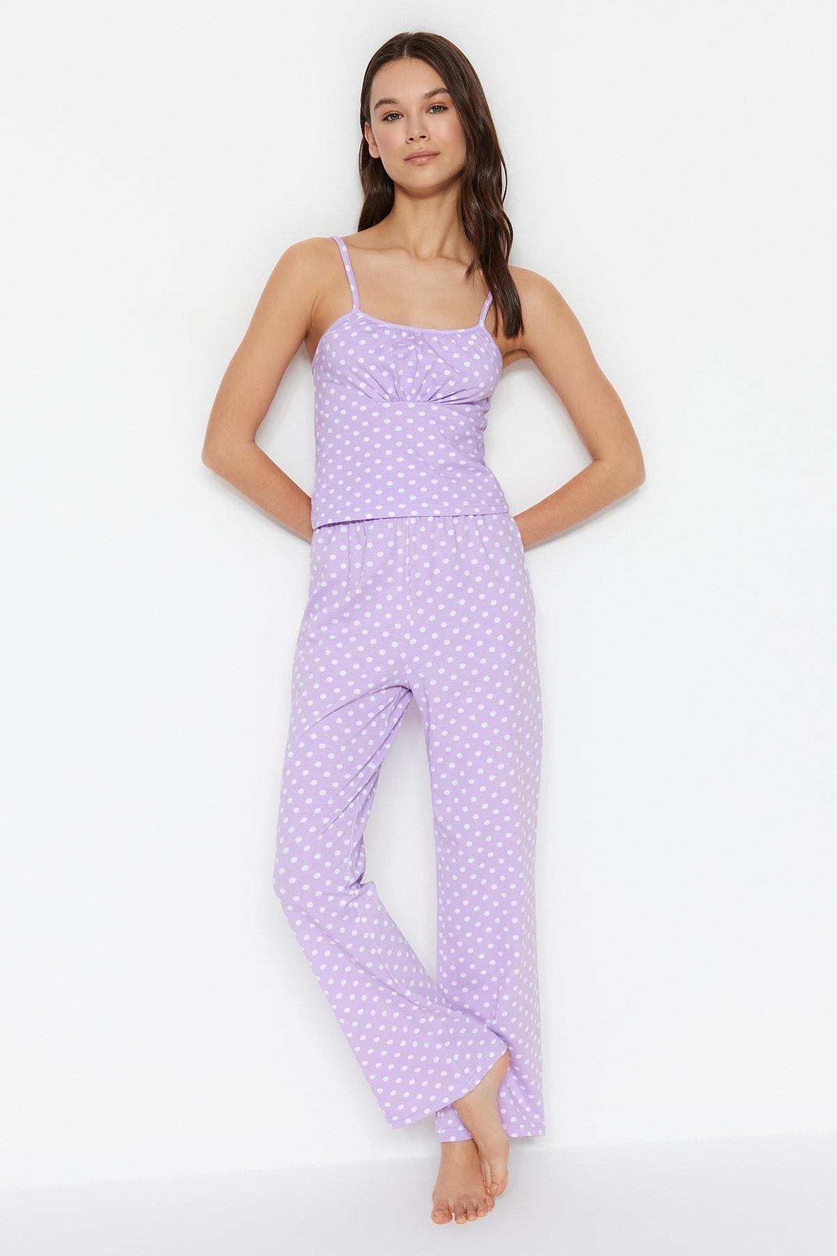 Trendyol - Purple Polka Dot Pajama Set