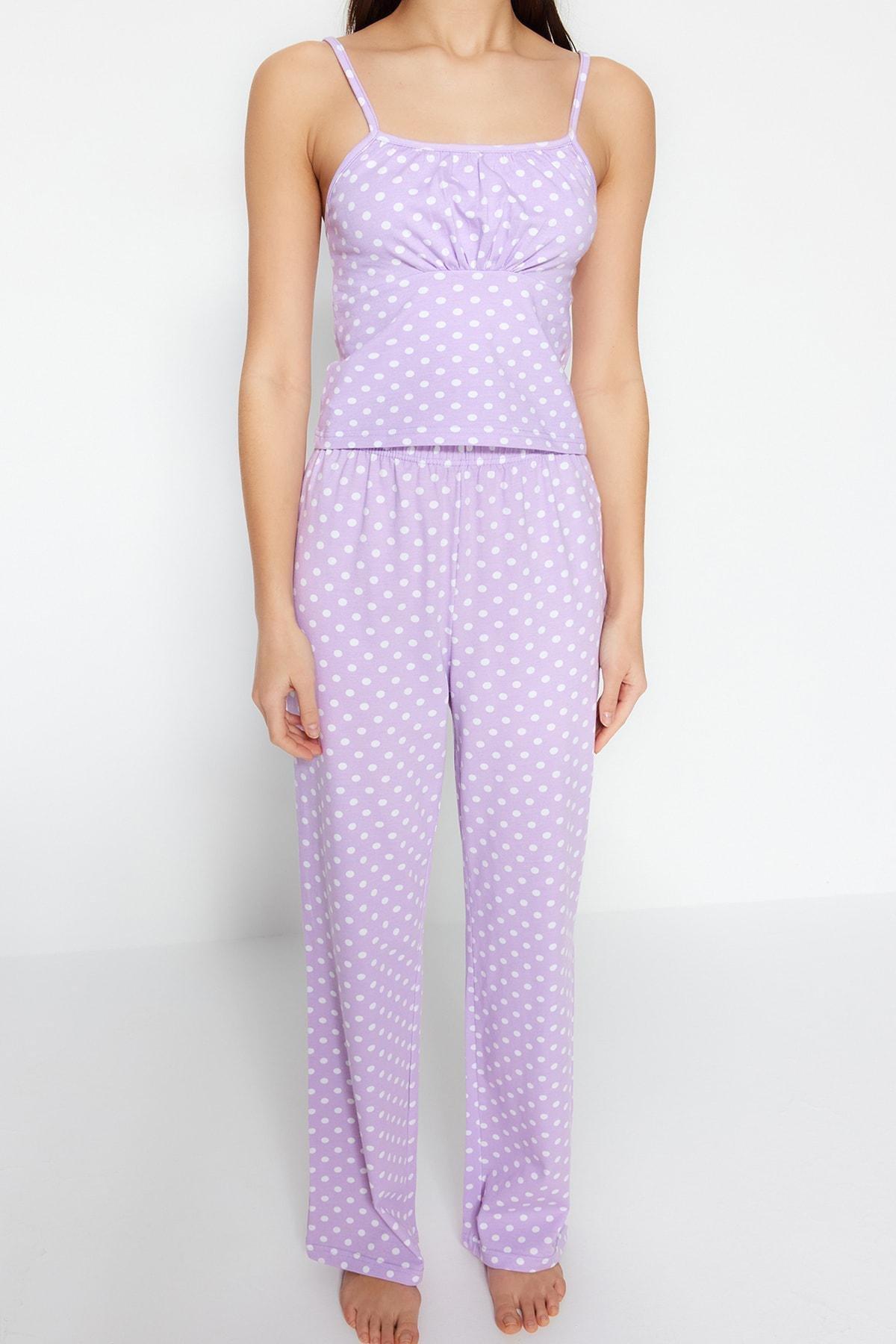 Trendyol - Purple Polka Dot Pajama Set