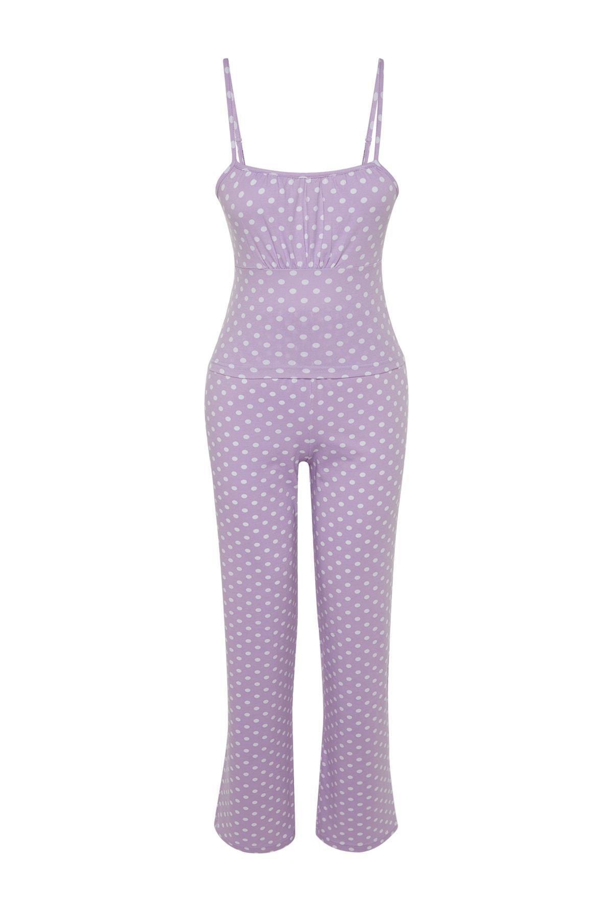 Trendyol - Purple Polka Dot Pajama Set