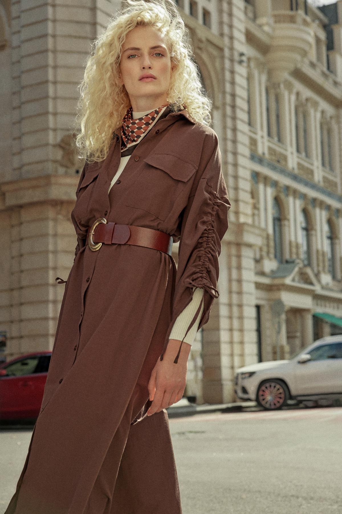 Brown Shirt Dress, , large image number 0