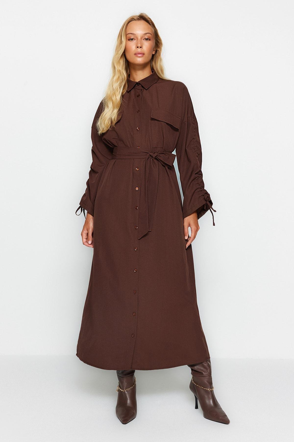 Brown Shirt Dress, , large image number 3