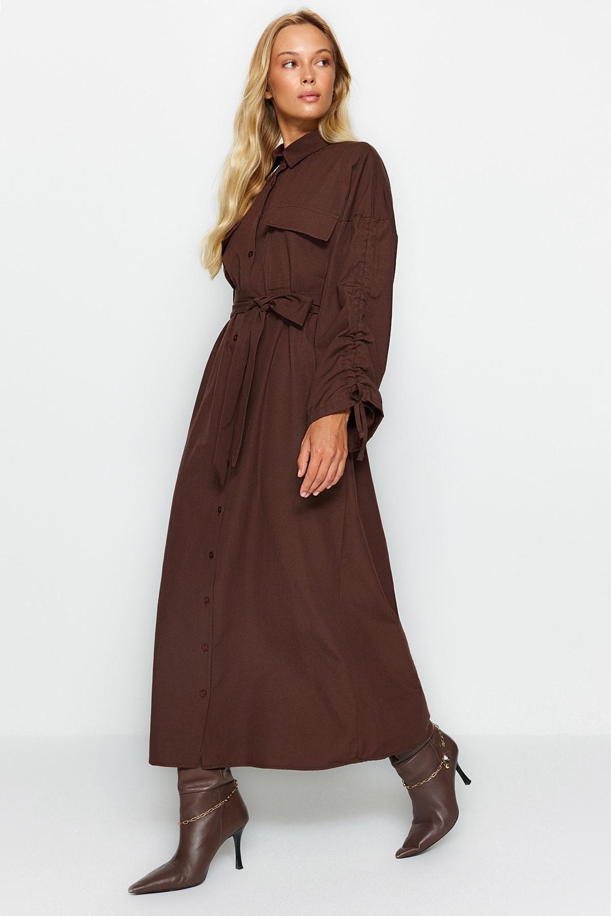 Brown Shirt Dress, , large image number 4