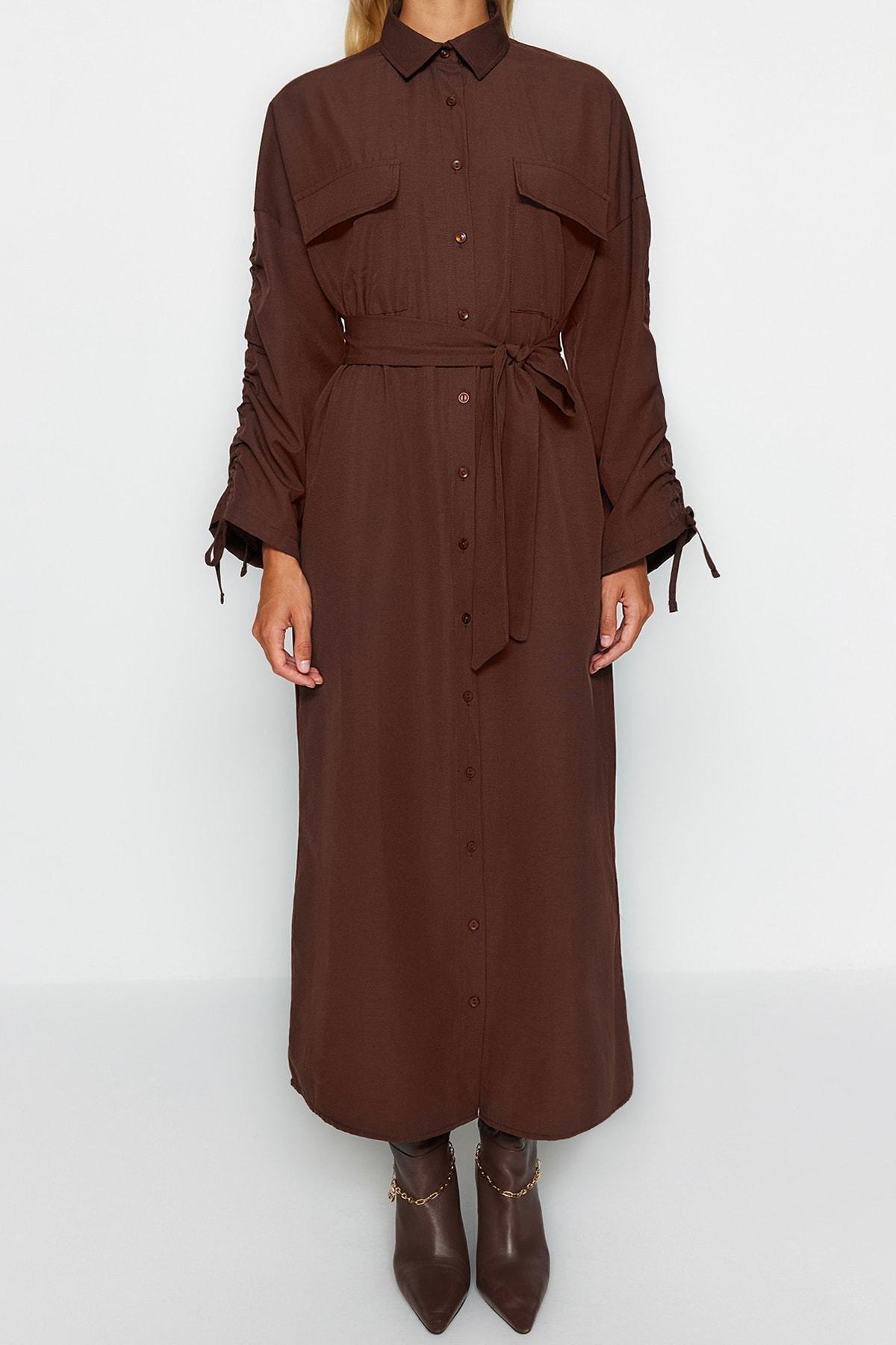Brown Shirt Dress, , large image number 5