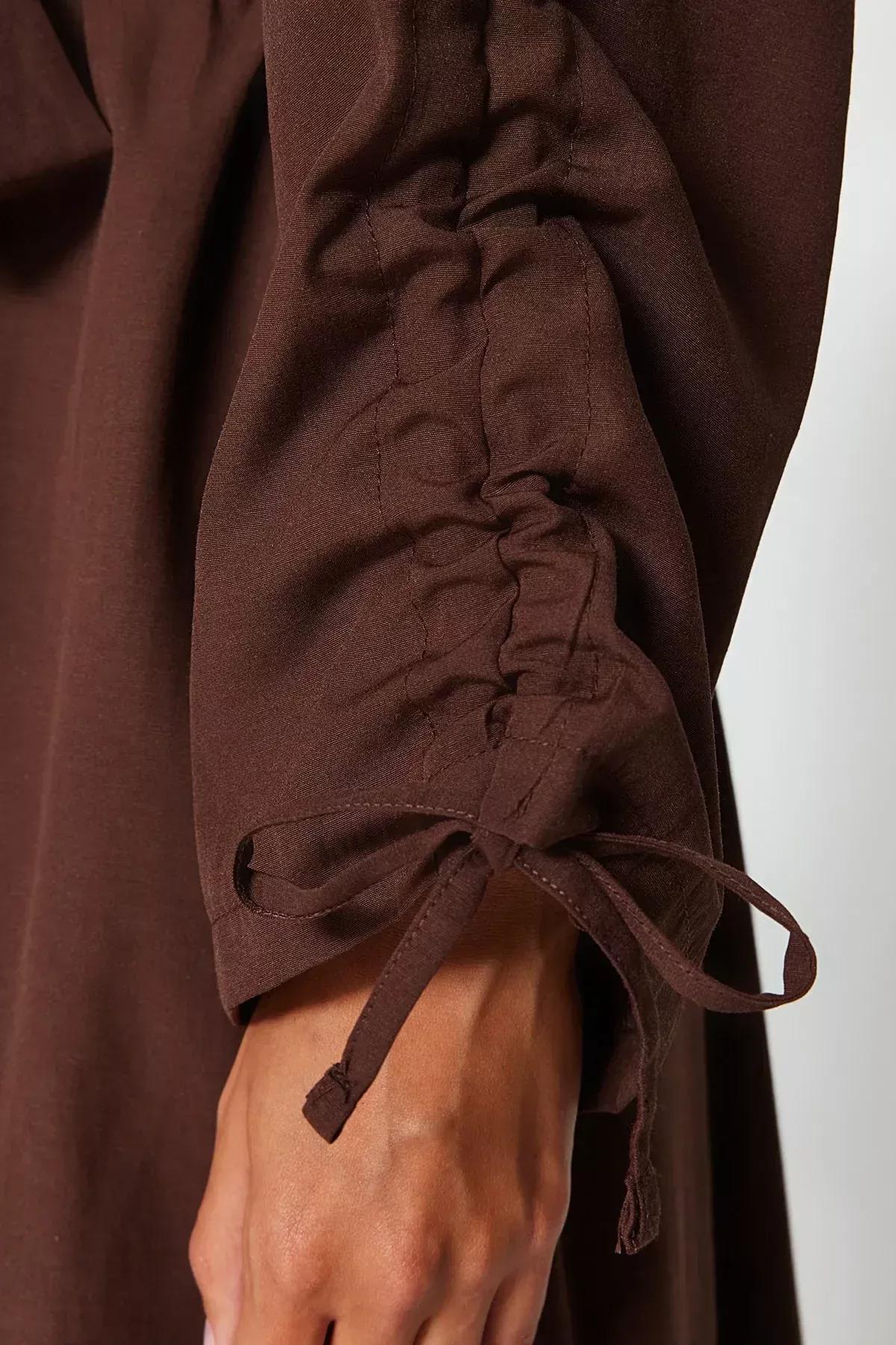 Brown Shirt Dress, Brown, large image number 6