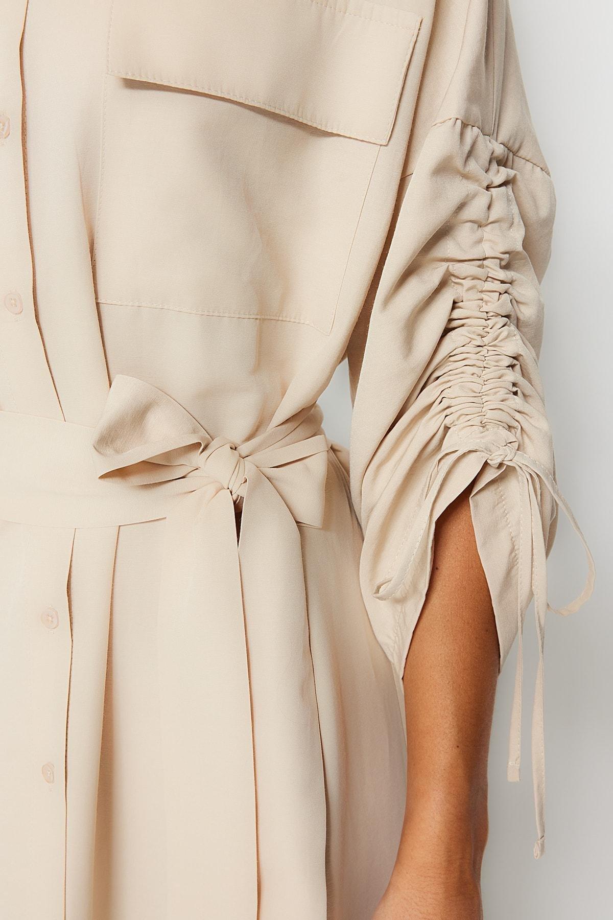 Beige Shirt Dress, Beige, large image number 3
