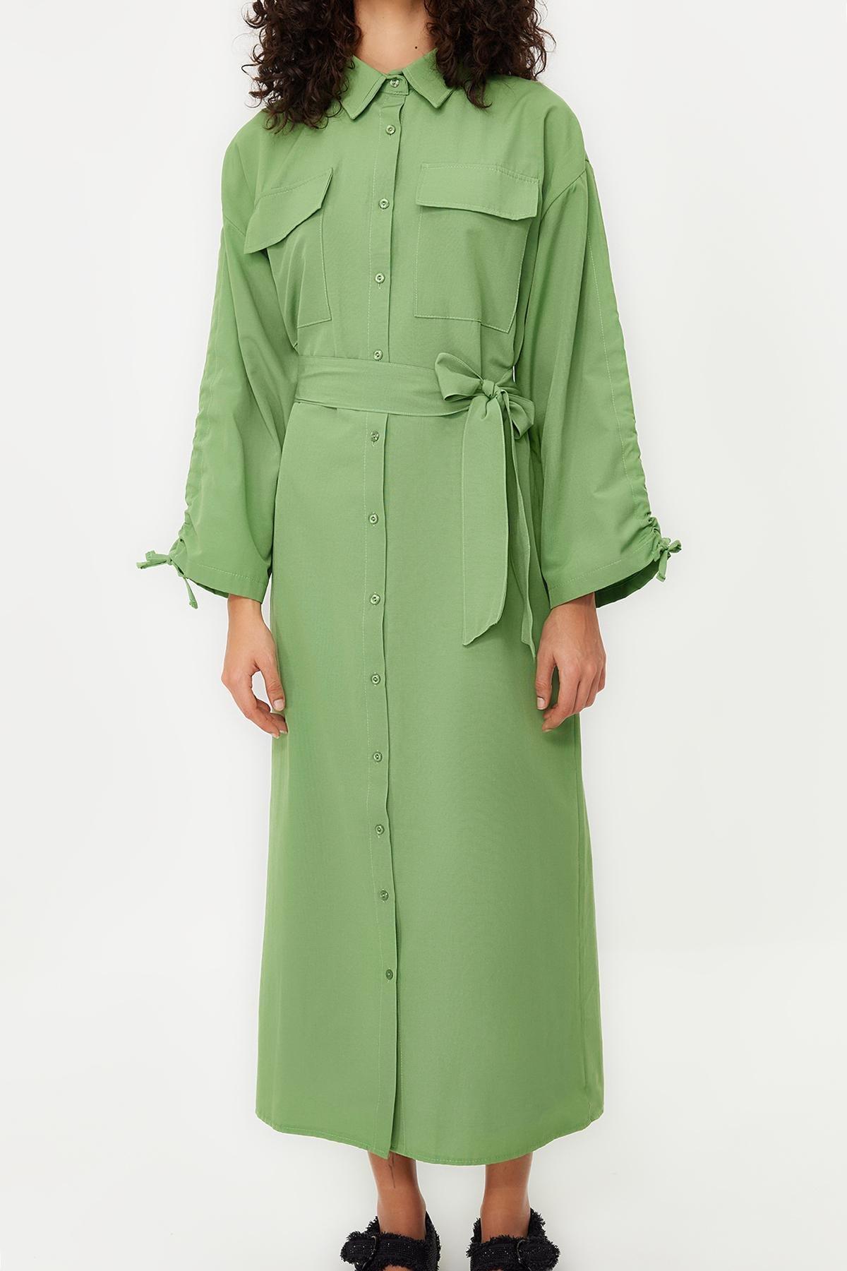 Green Casual Shirt Dress, , large image number 3