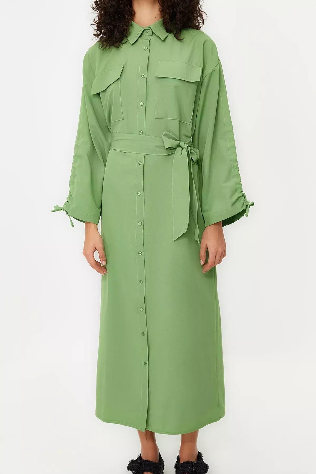 Green Casual Shirt Dress, , large image number 3