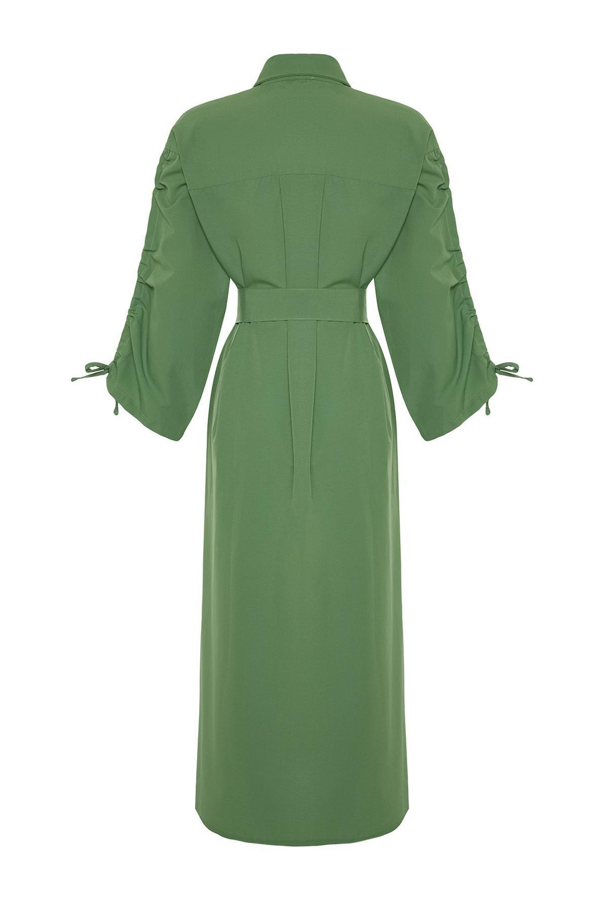 Green Casual Shirt Dress, , large image number 6