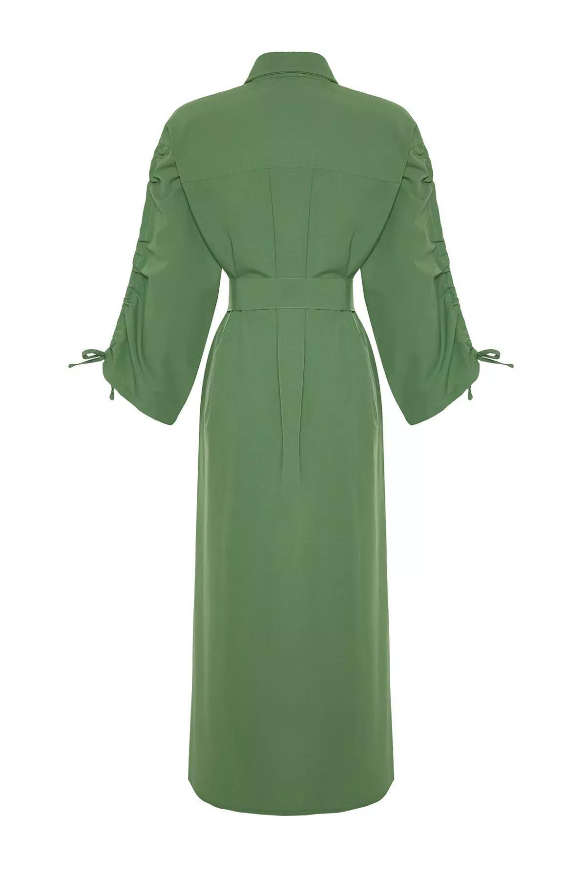 Green Casual Shirt Dress, , large image number 6