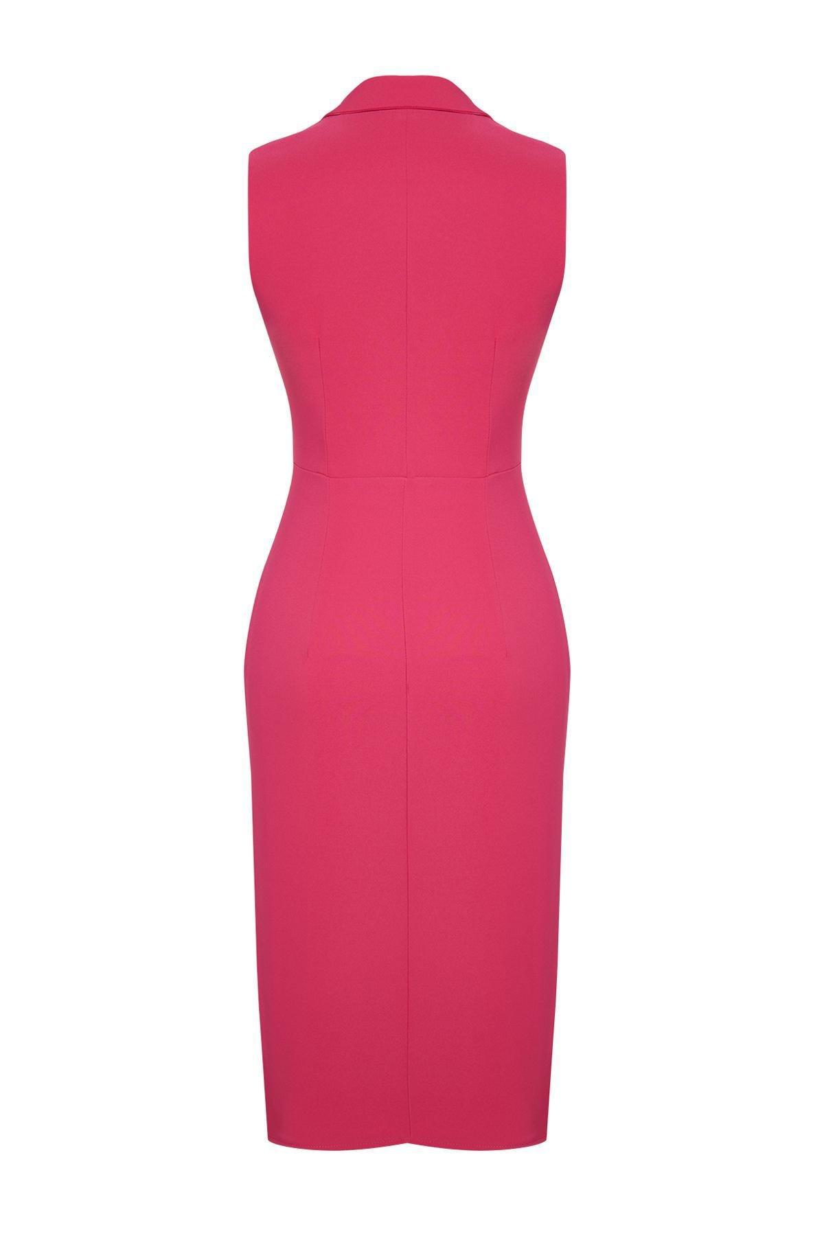 Fuchsia Plain Blazer Midi Dress, , large image number 6