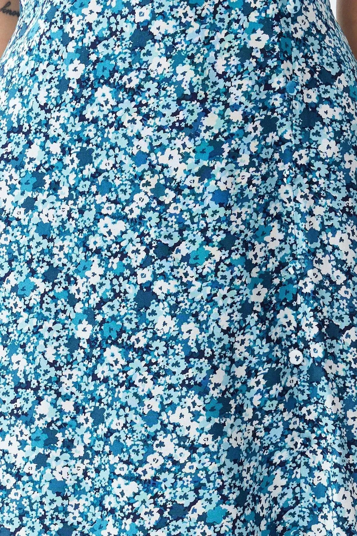 Blue Floral Romantic Midi Dress, C101_5645, large image number 4