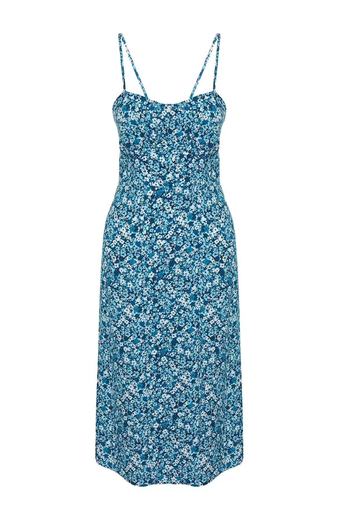 Blue Floral Romantic Midi Dress, C101_5645, large image number 5