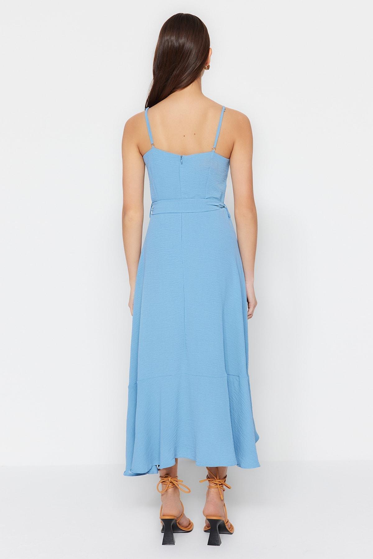 Trendyol - Blue V-Neck Shift Dress