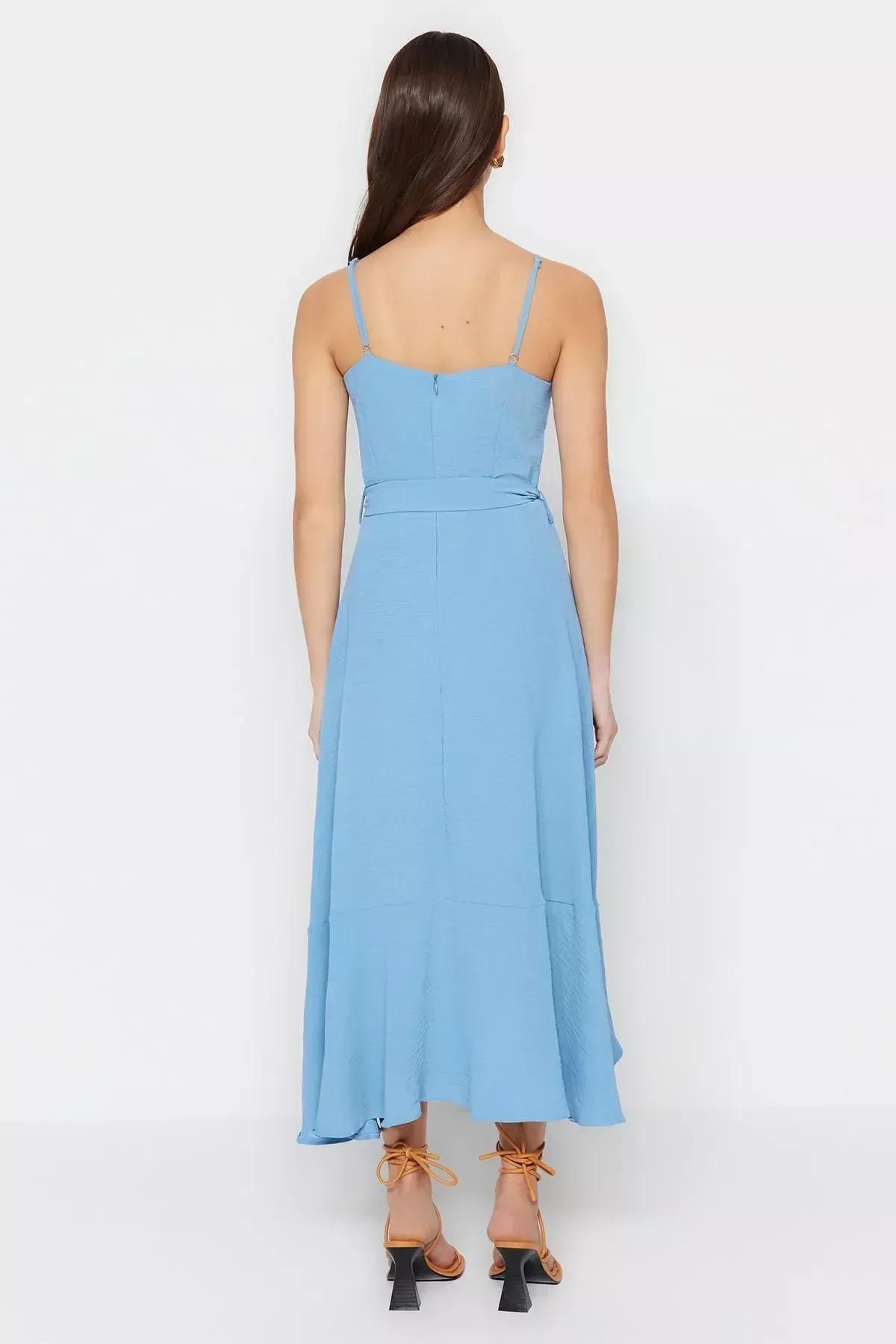 Blue V-Neck Shift Dress, , large image number 1
