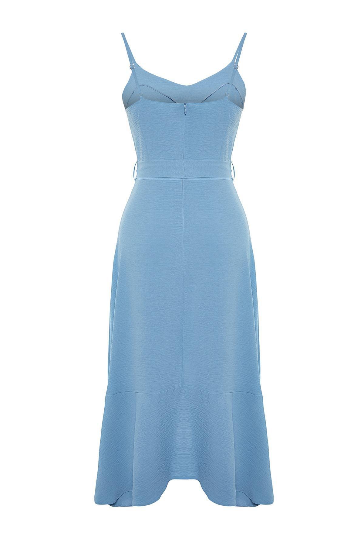 Trendyol - Blue V-Neck Shift Dress