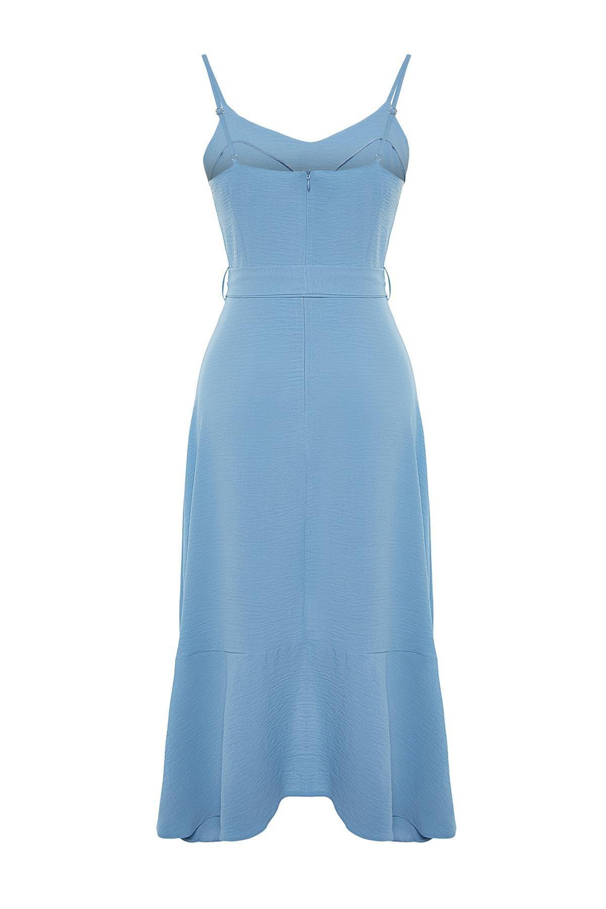 Blue V-Neck Shift Dress, , large image number 4