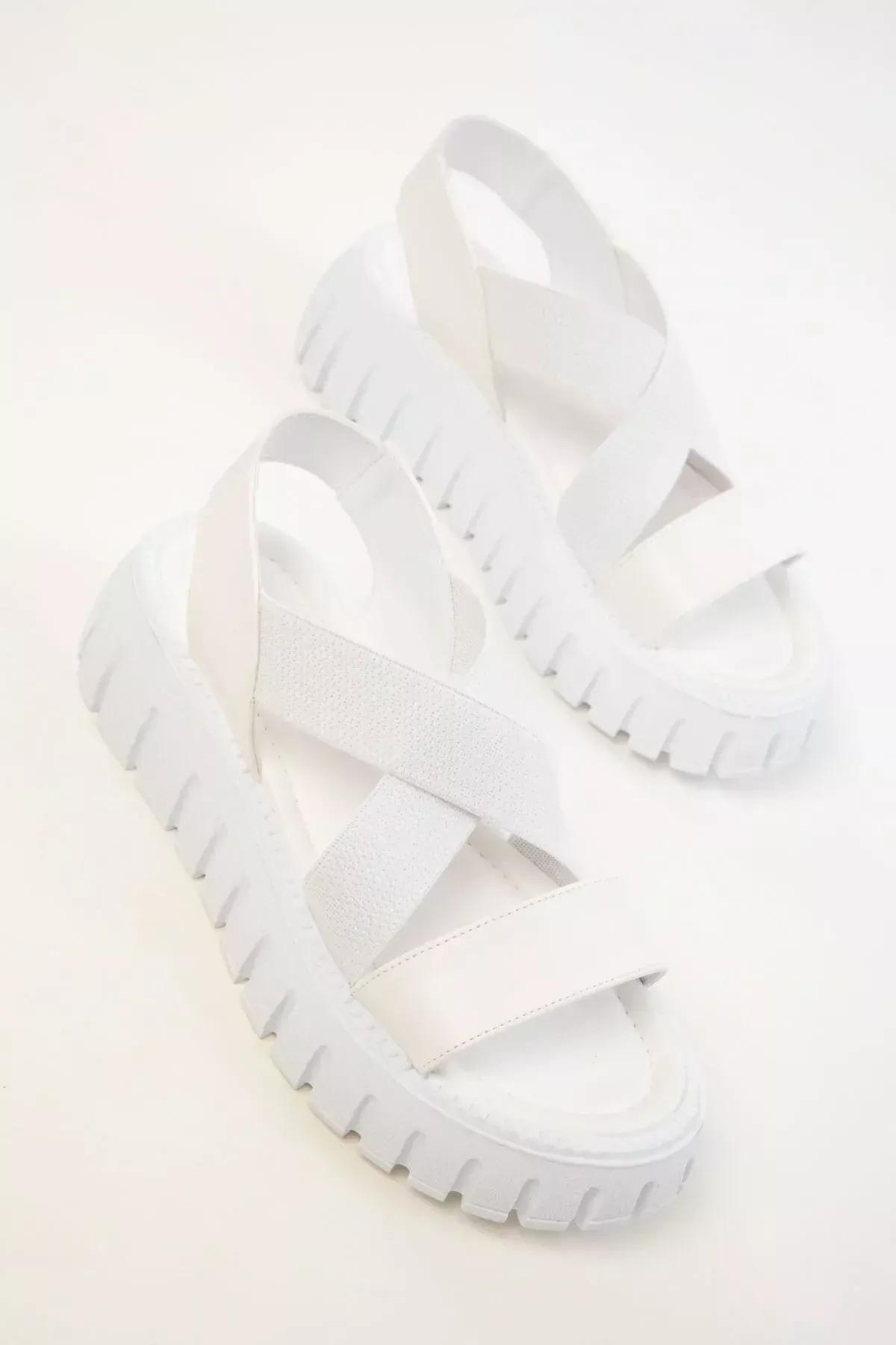 White Plain Sandals, White, large image number 1