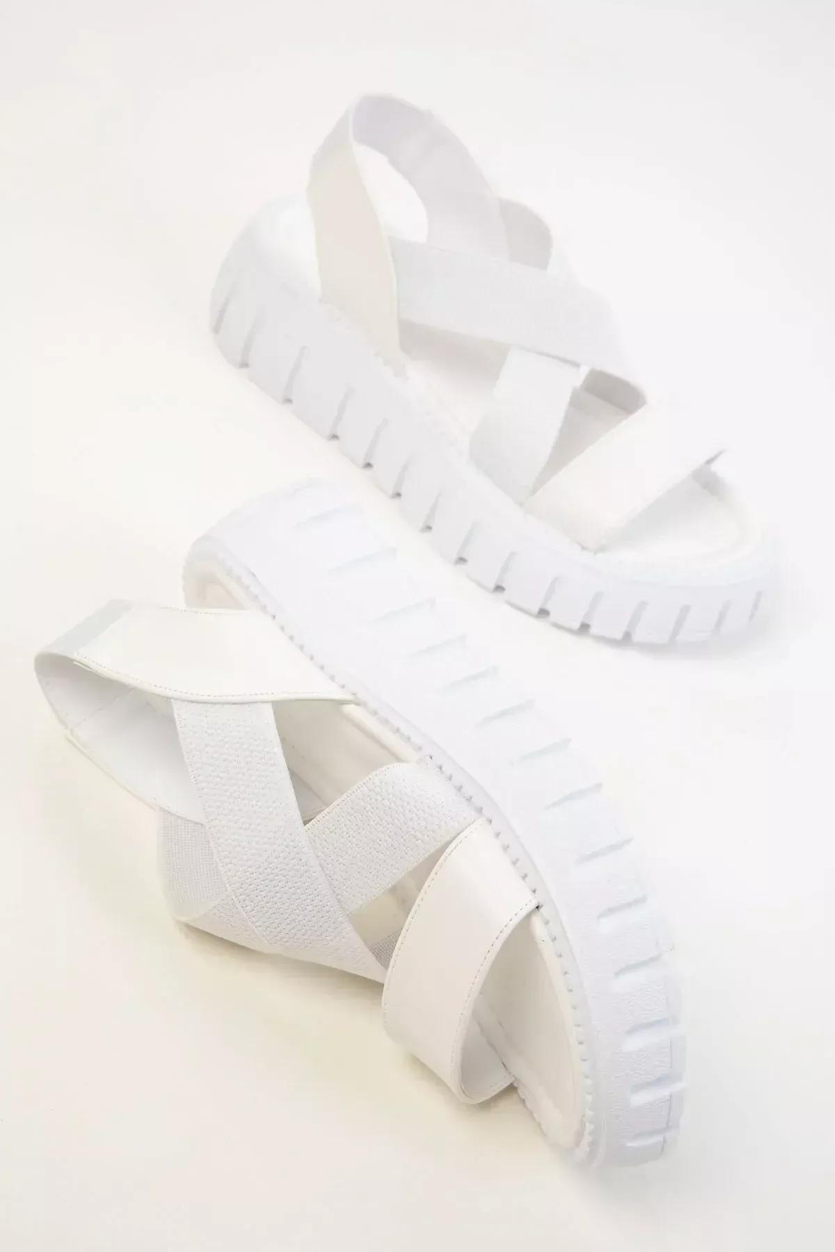 White Plain Sandals, White, large image number 3