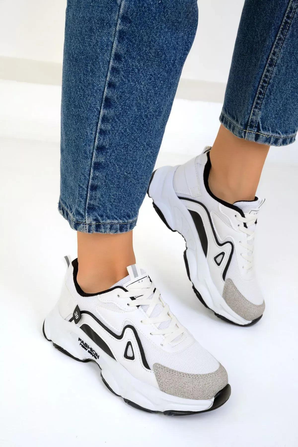 White-Black Womens Sneakers 17834, , large image number 1