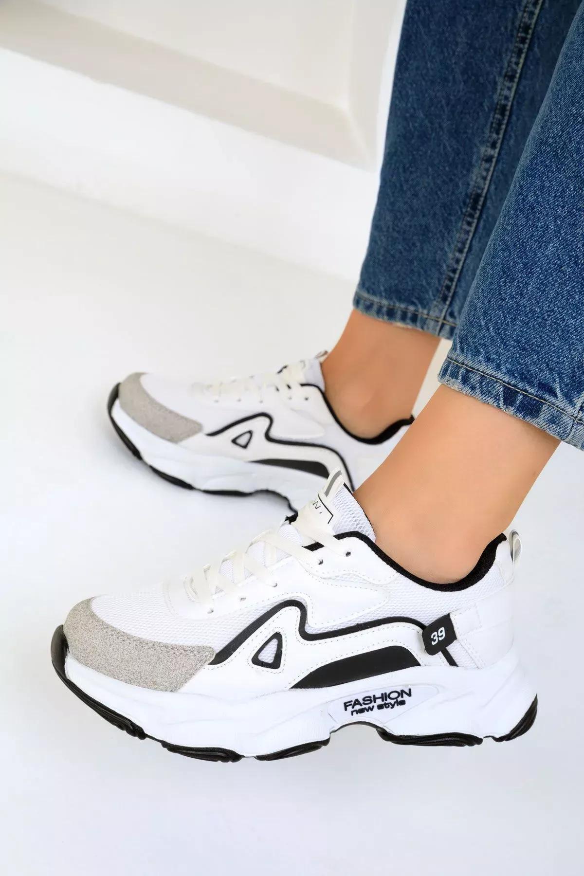 White-Black Womens Sneakers 17834, , large image number 3