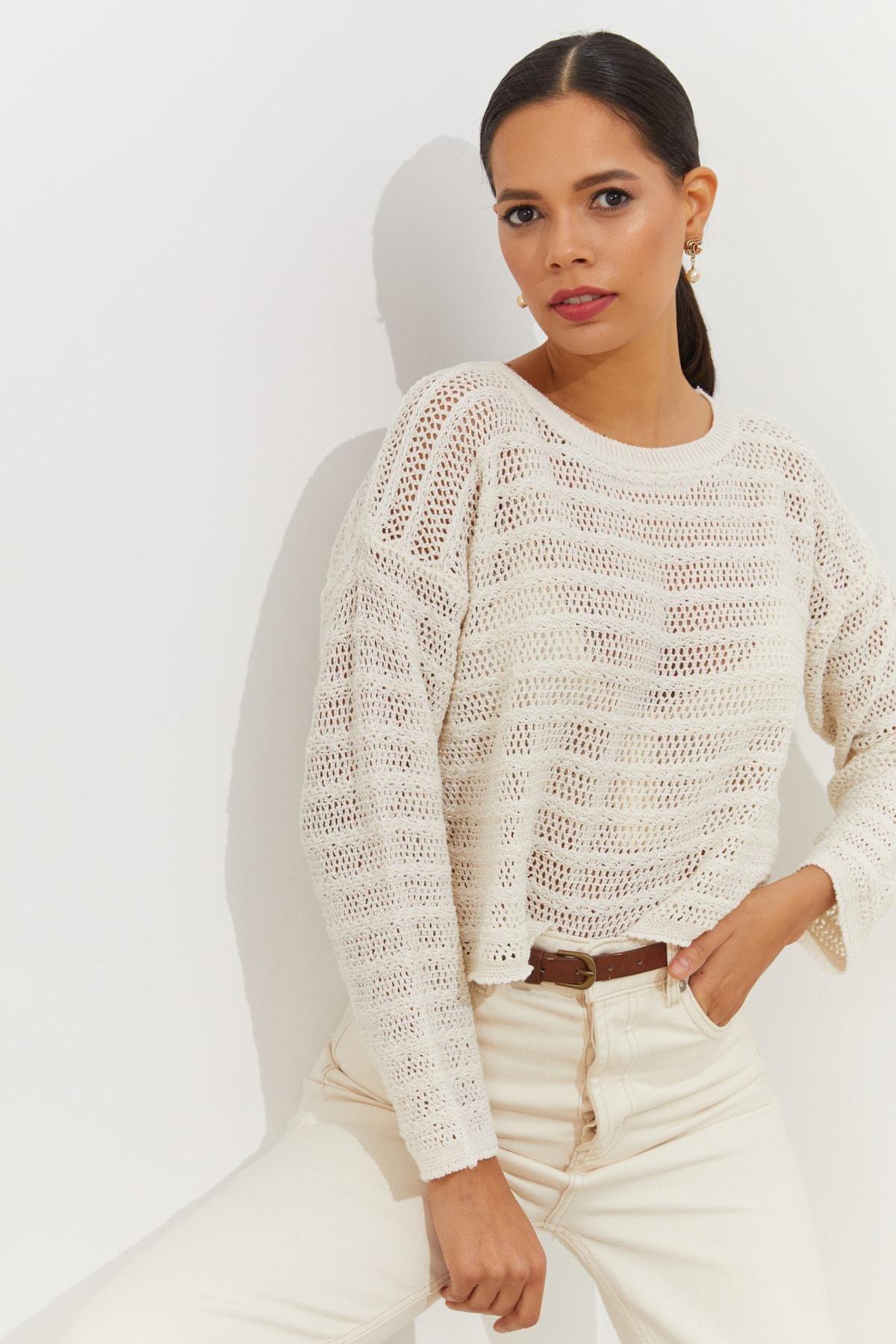 Beige Crew Neck Sweater, , large image number 0