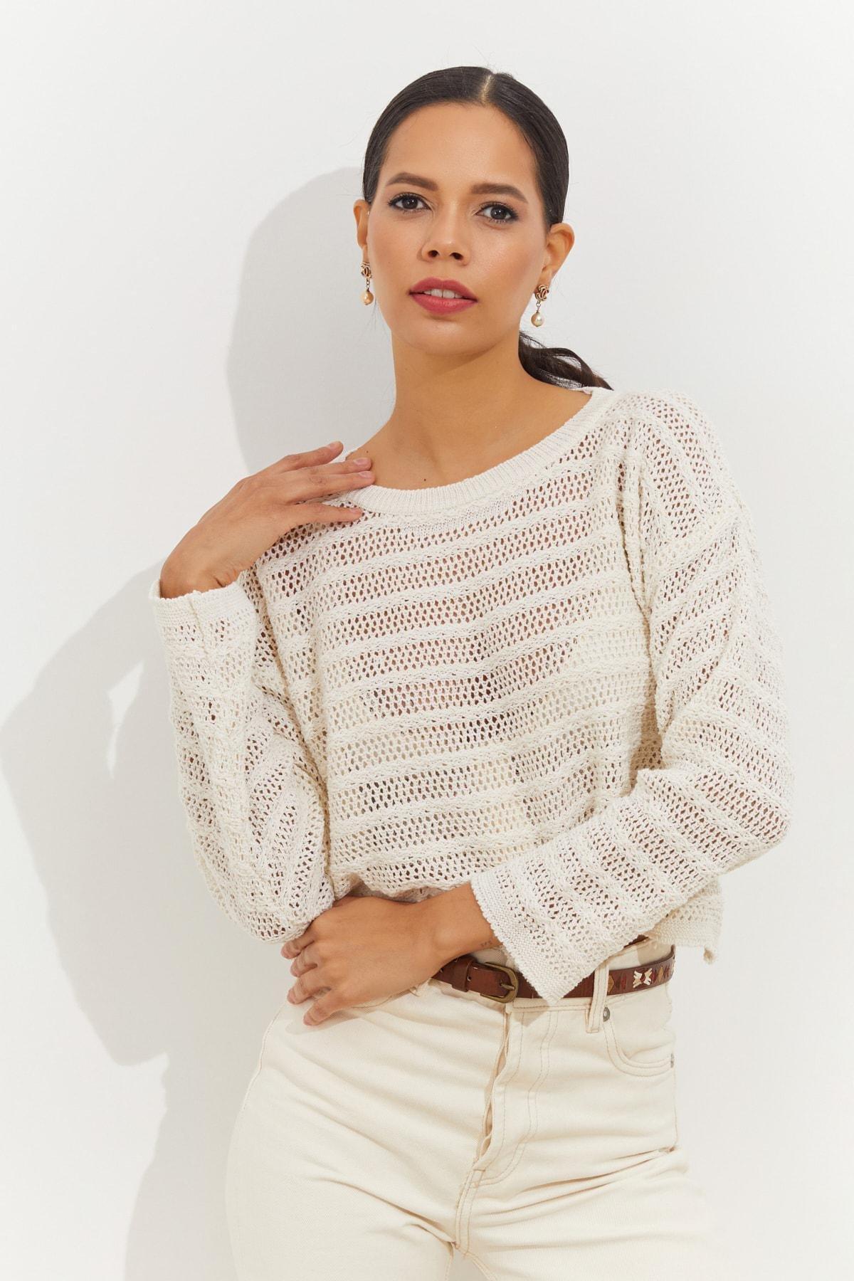 Beige Crew Neck Sweater, , large image number 1