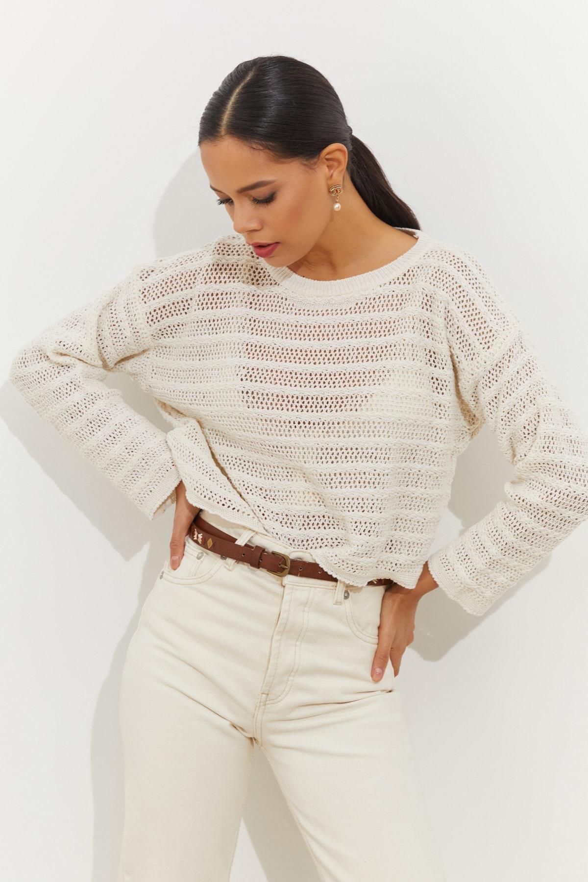 Beige Crew Neck Sweater, , large image number 3