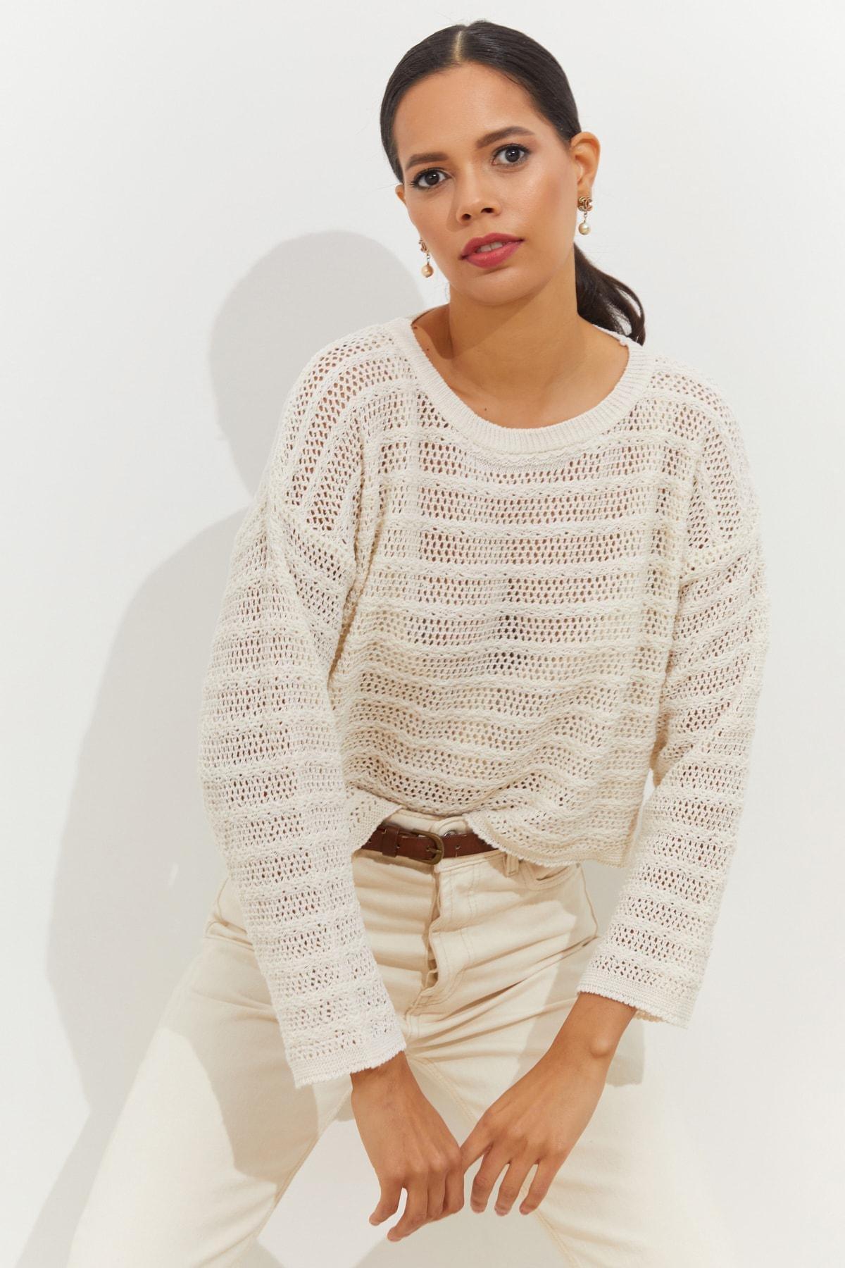 Beige Crew Neck Sweater, , large image number 4