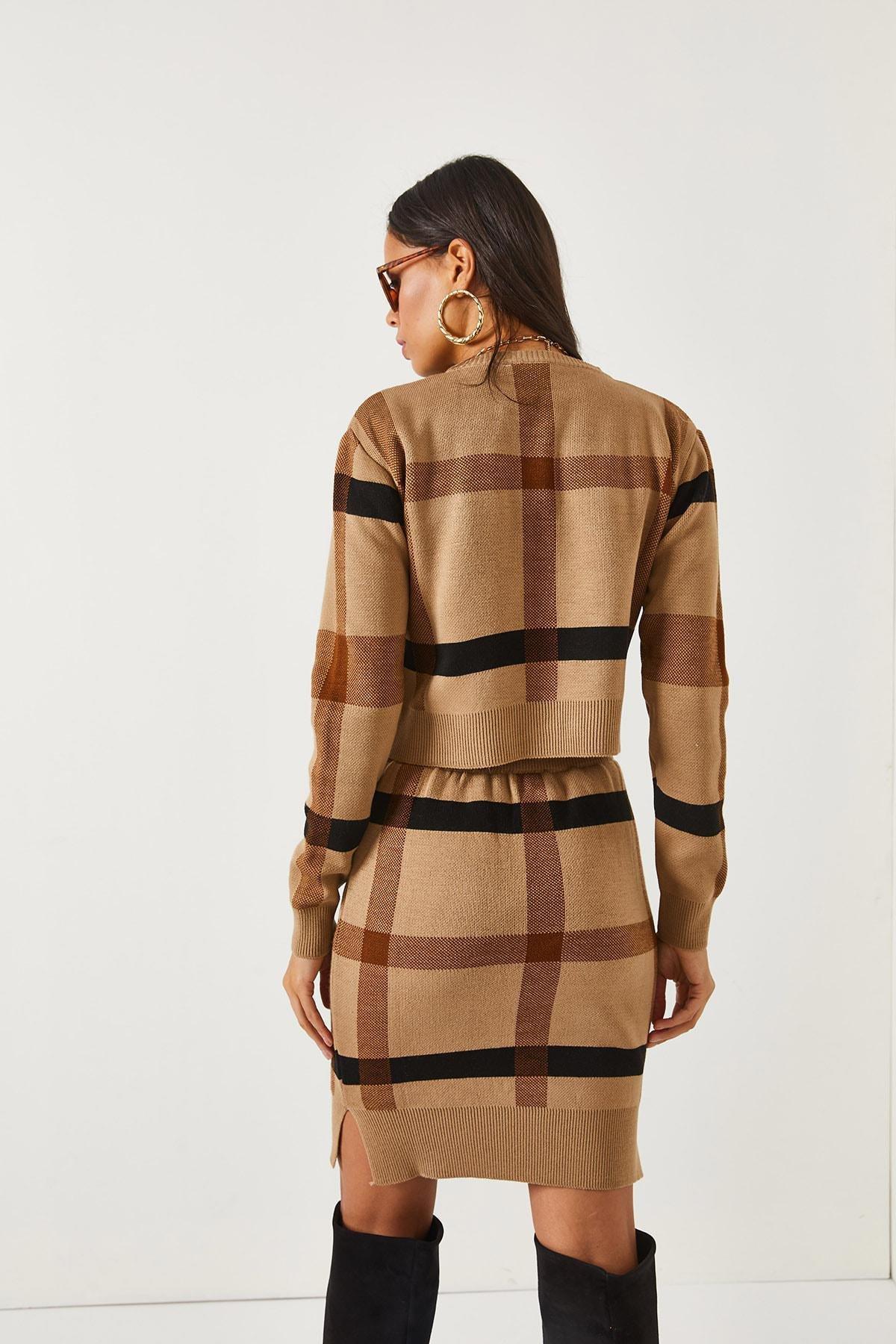 Biscuit Top Crop Sweater Bottom Slit Skirt Set TKM-19000184, 2s, BISCUIT, large image number 3