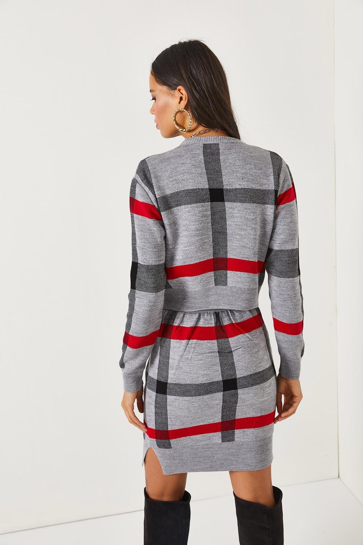 Grey Crop Sweater skirt Set, Set of 2, Grey, large image number 4