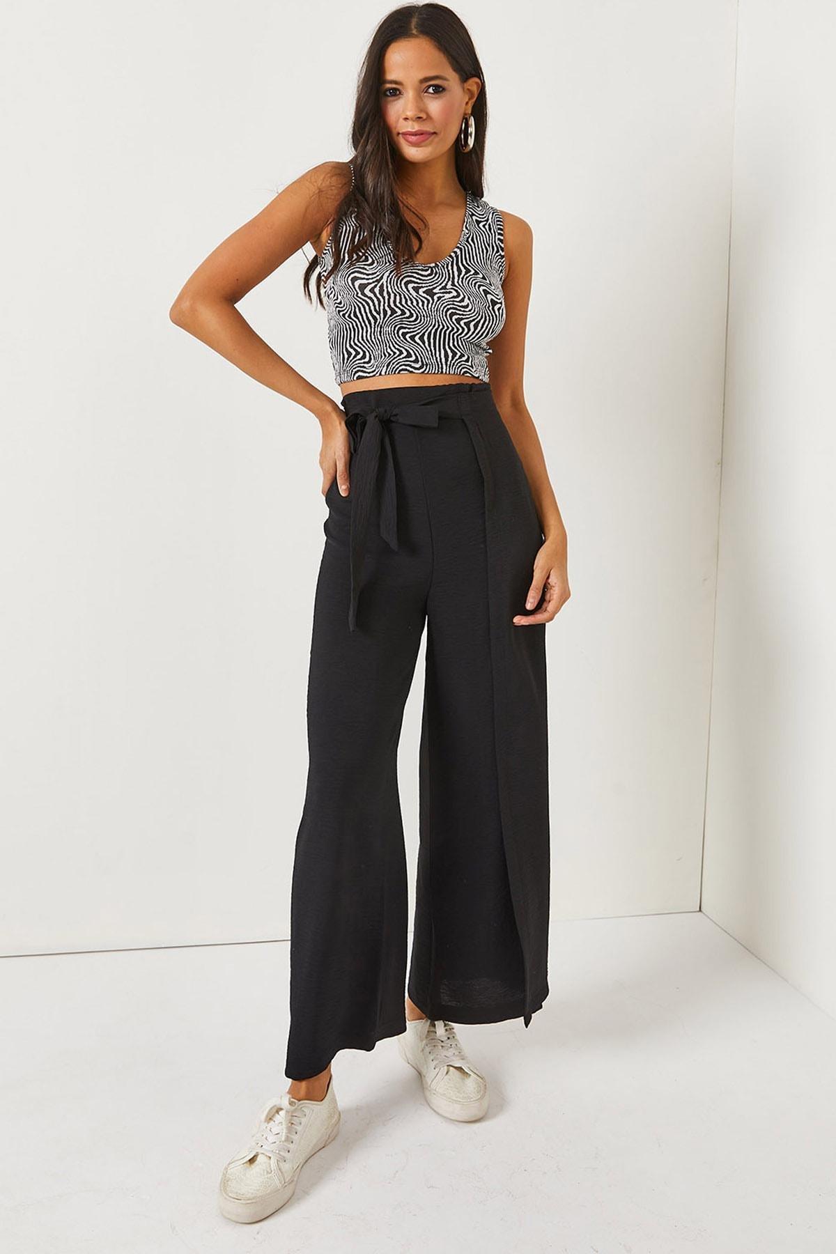 Black Wide Leg Pants, , large image number 1