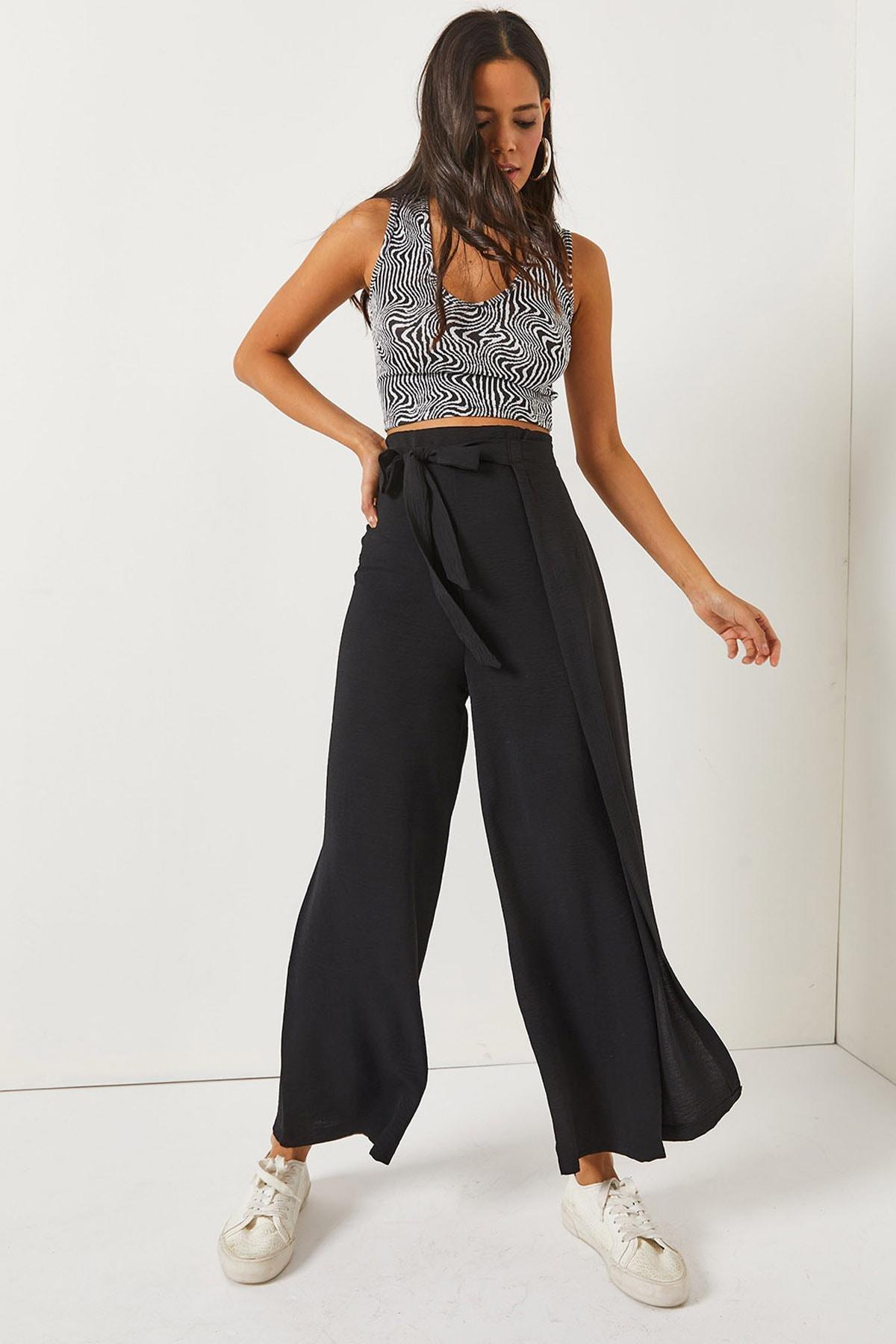 Black Wide Leg Pants, , large image number 3