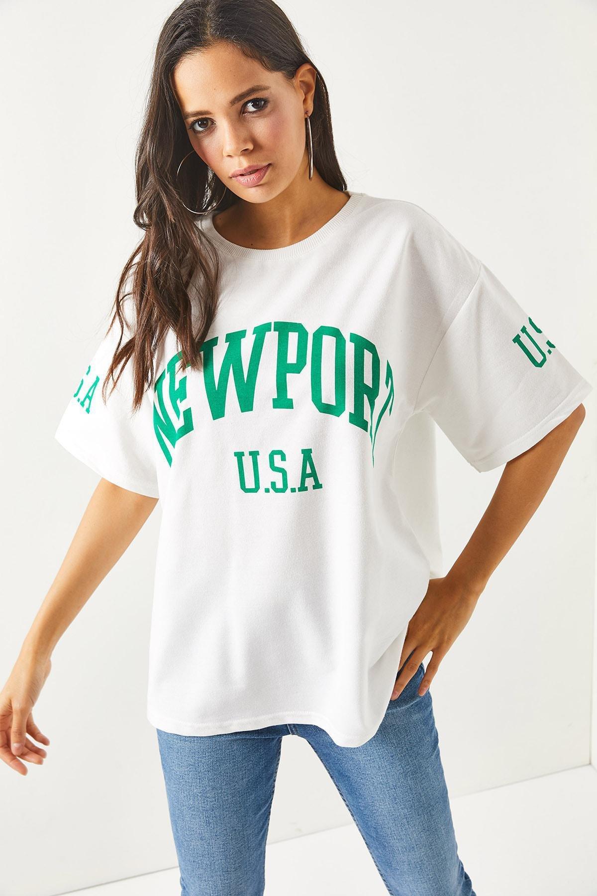 White Crew Neck Oversize T-Shirt, , large image number 1