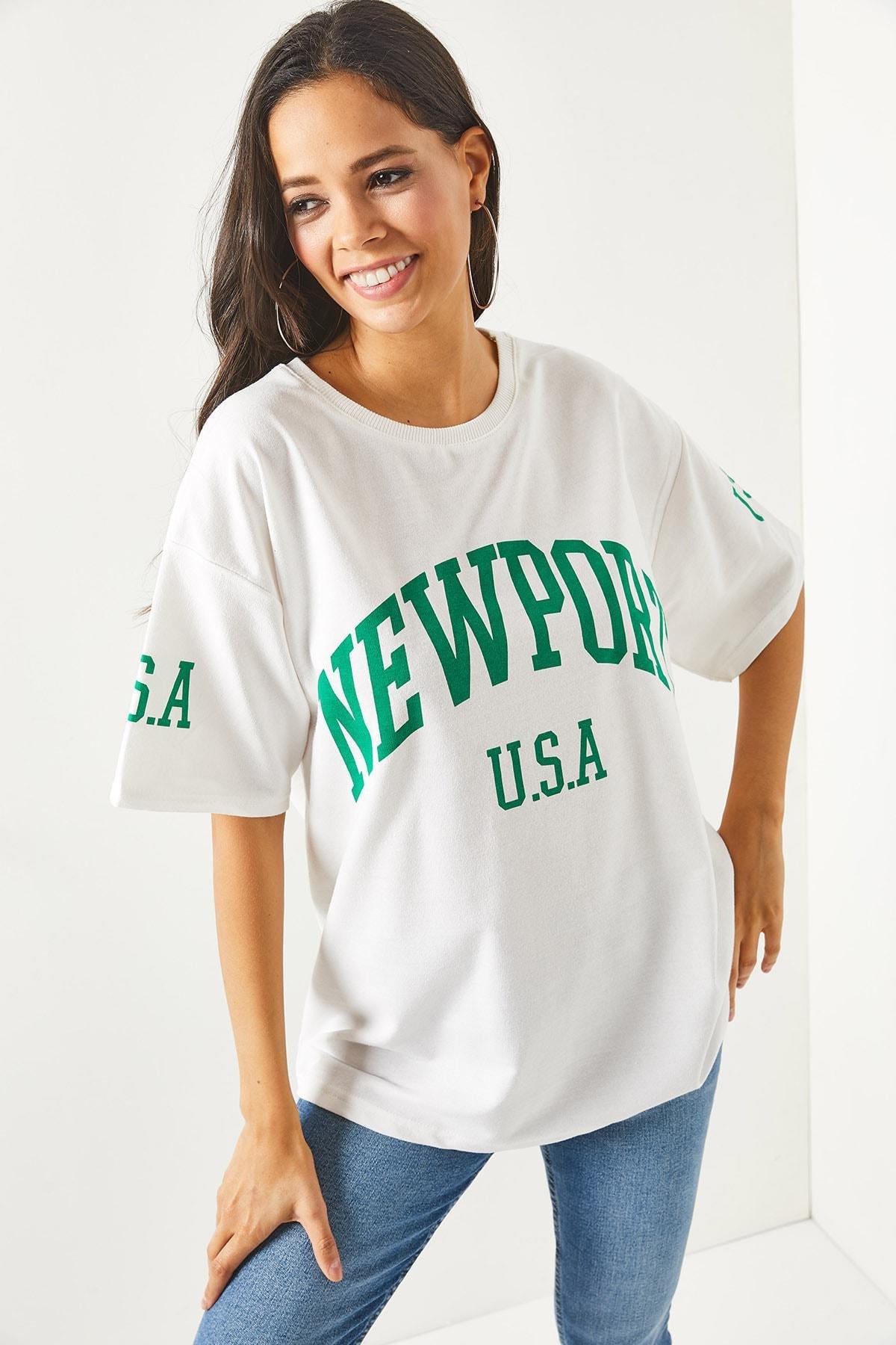 White Crew Neck Oversize T-Shirt, , large image number 2